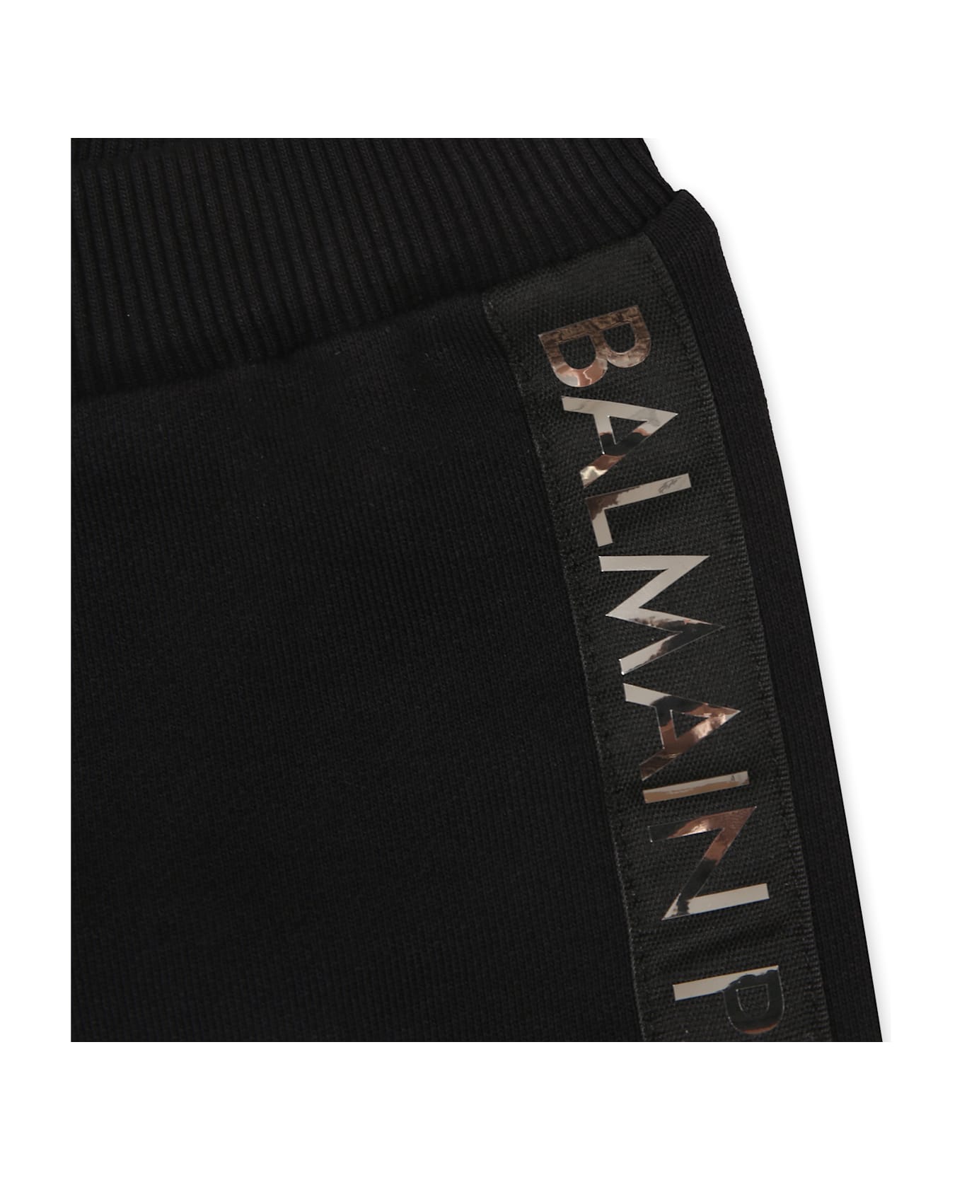 Balmain Black Trousers For Babykids With Logo - Black