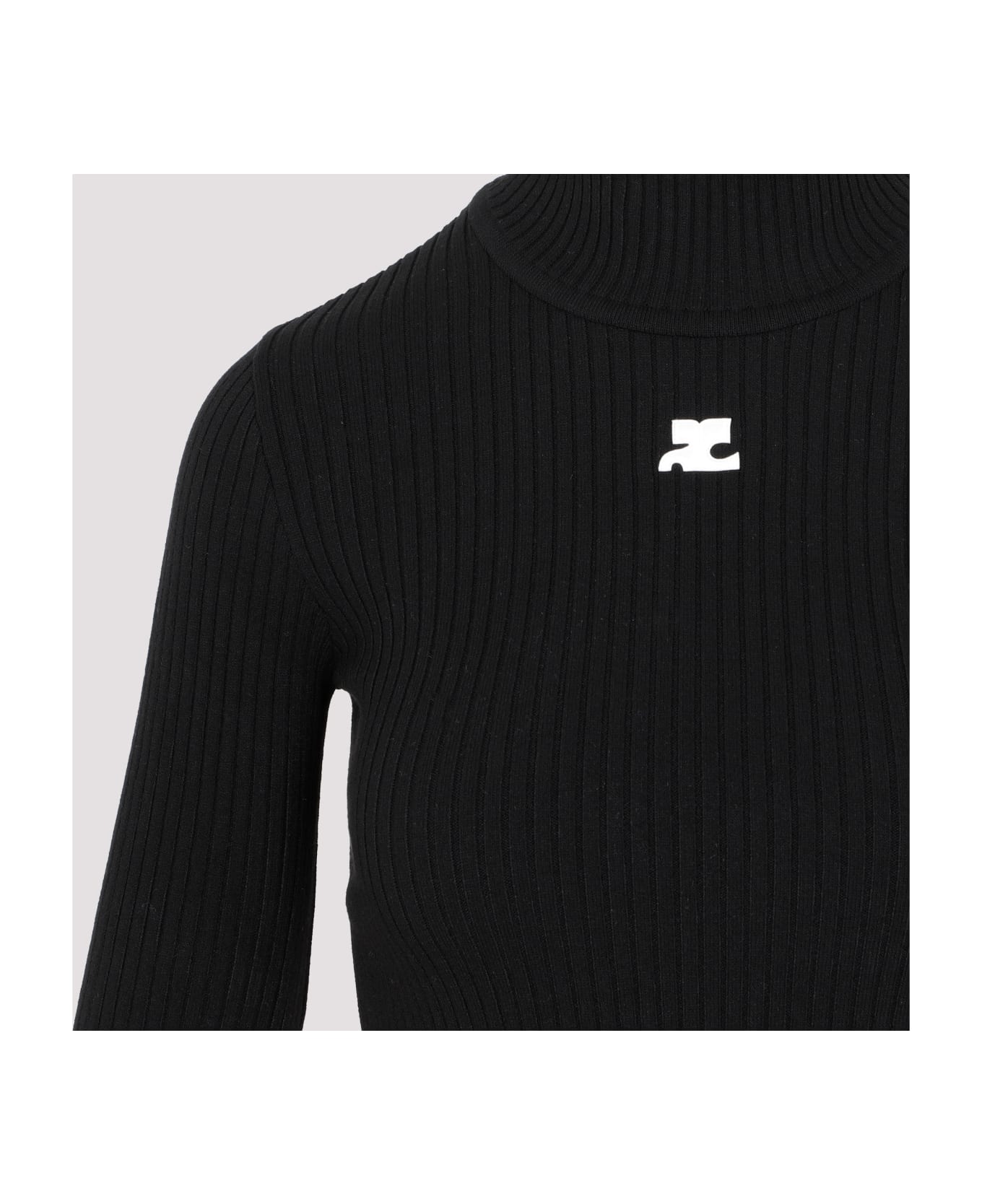 Courrèges Roll Neck Ribbed Jumper - Black