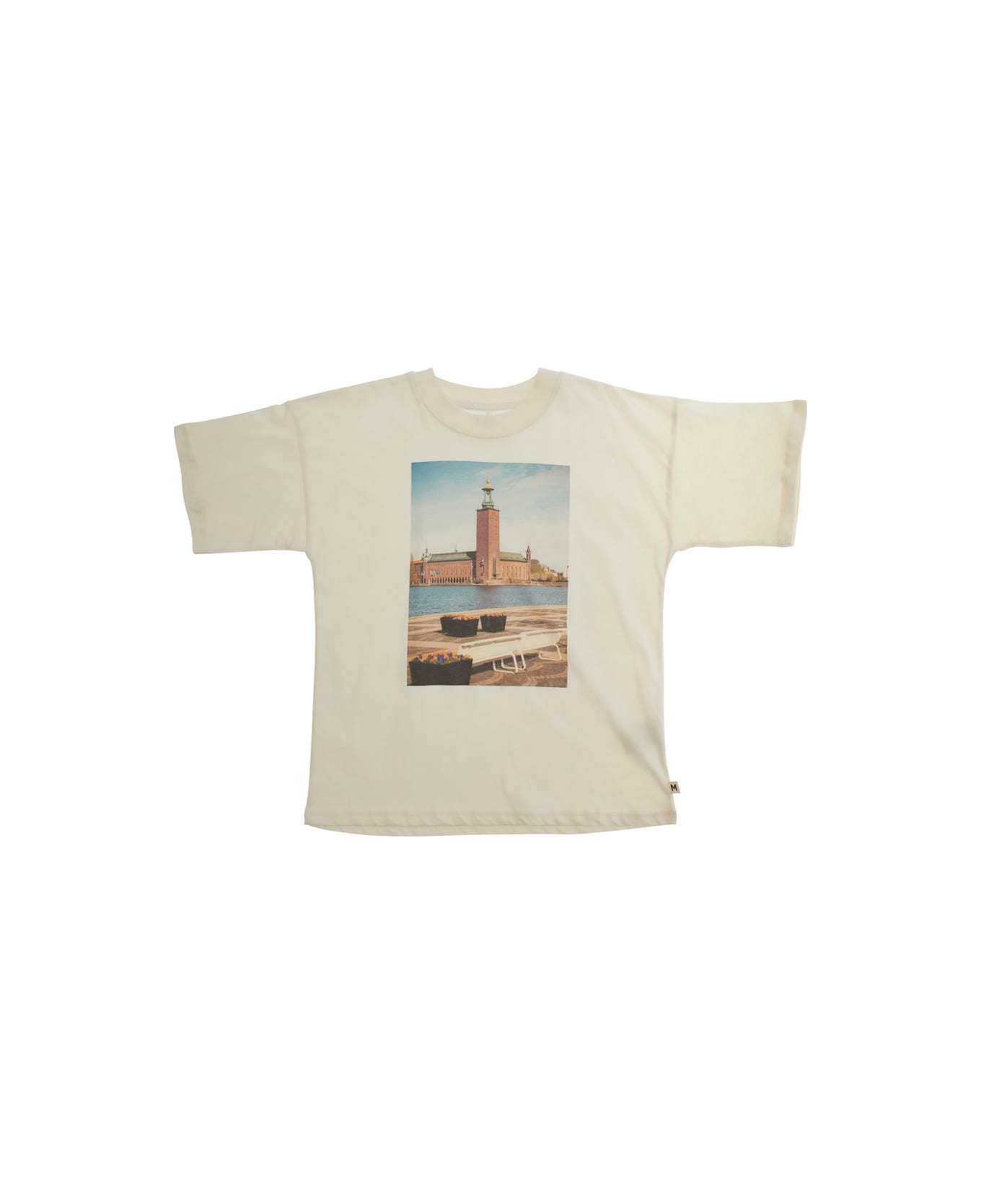 Mini Rodini 
city Hall
 White Crewneck T-shirt With Maxi Print On The Front In Cotton Boy - White