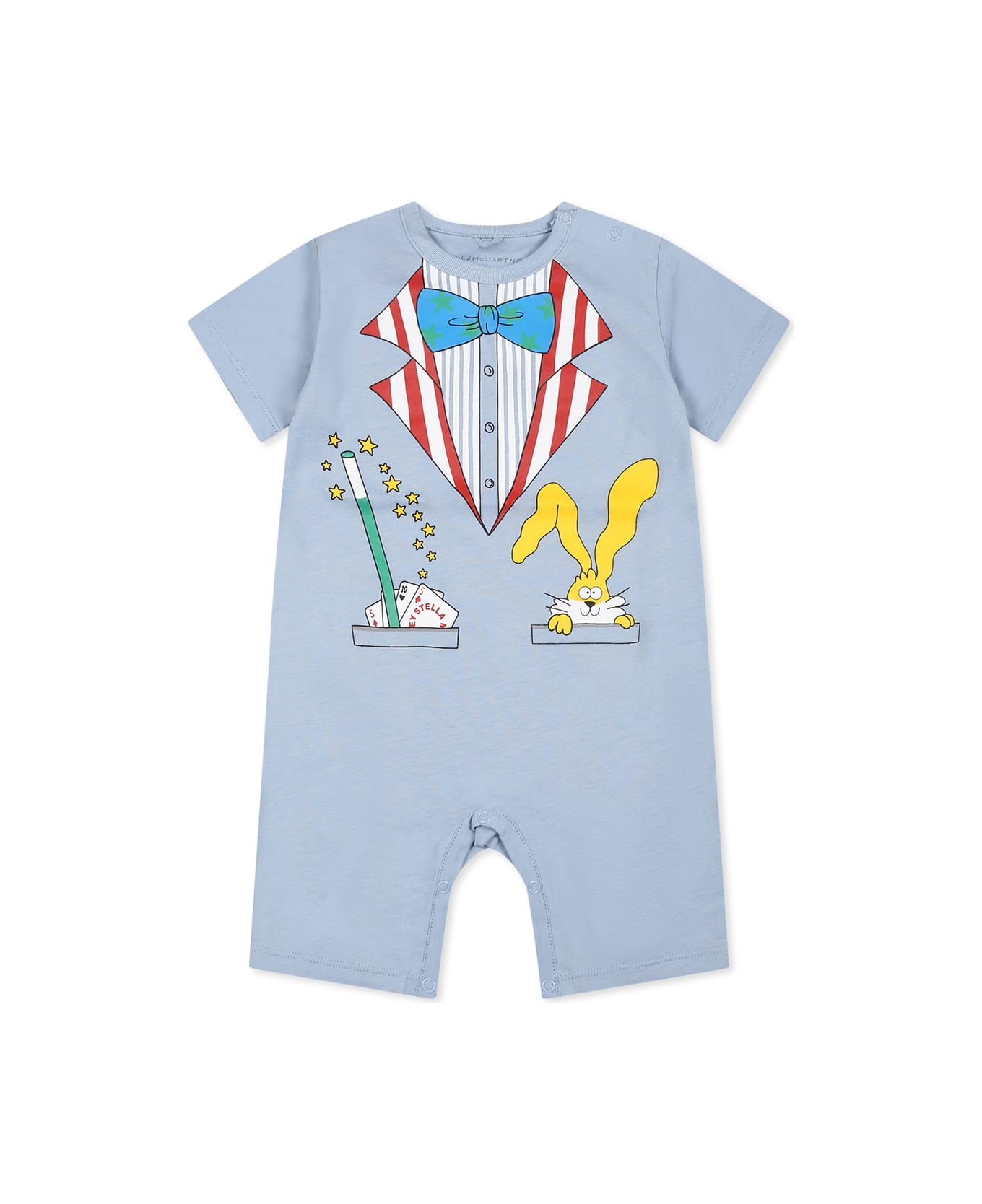 Stella McCartney Kids Light Blue Romper For Baby Boy With Print - Light Blue