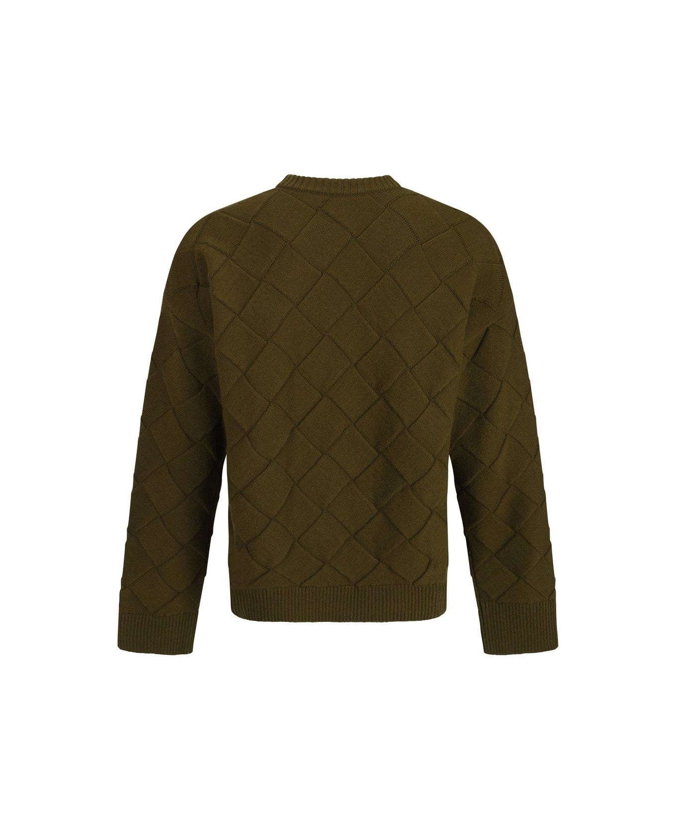 Bottega Veneta 3d Intreccio Crewneck Jumper - Olive Oil