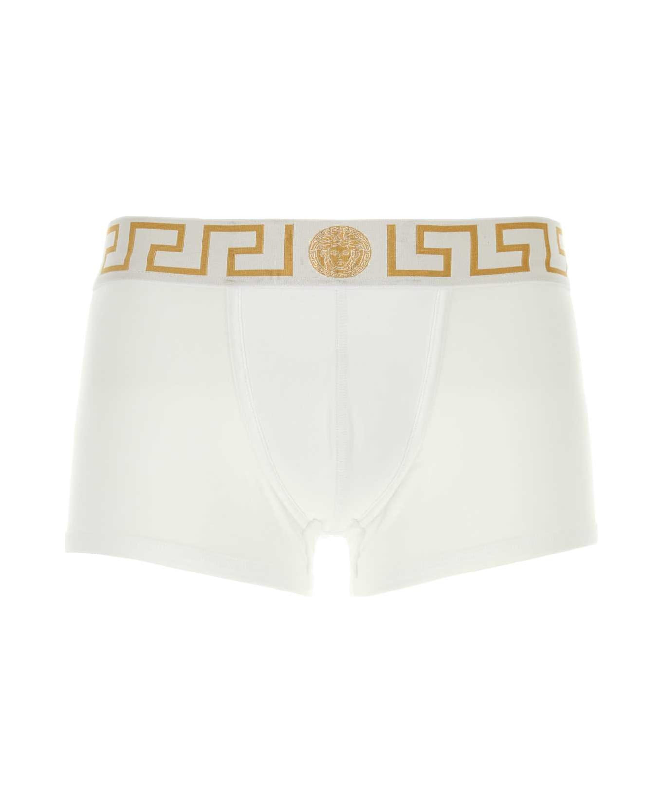 Versace White Stretch Cotton Boxer - WHITE