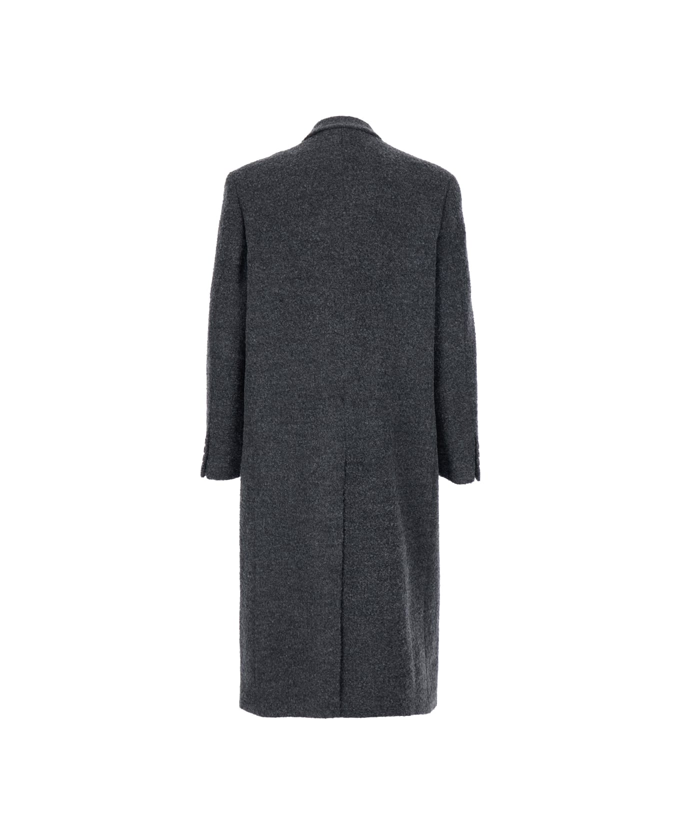 Tonywack Grey Double-breasted Coat With Classic Lapels In Wool Blend Man - Grey