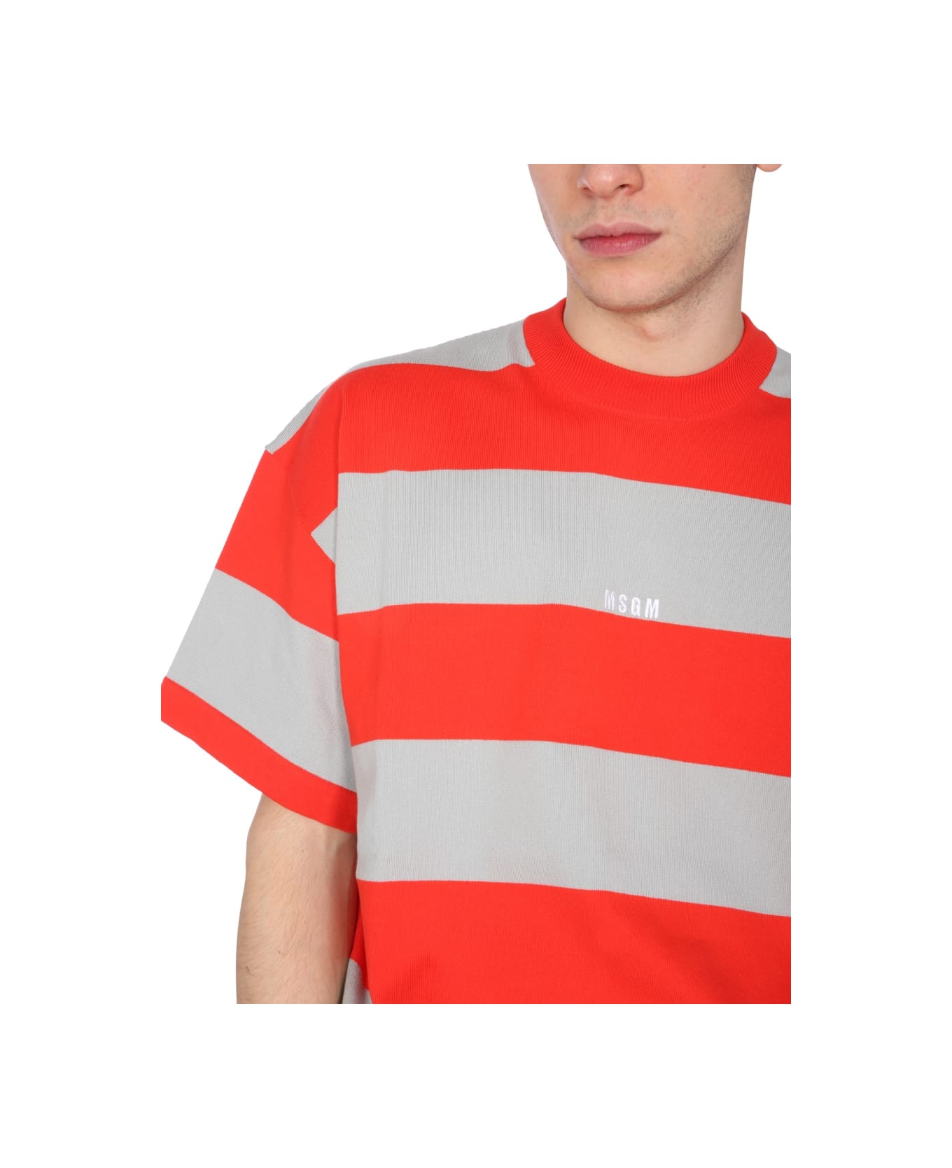 MSGM T-shirt With Embroidered Logo - RED シャツ
