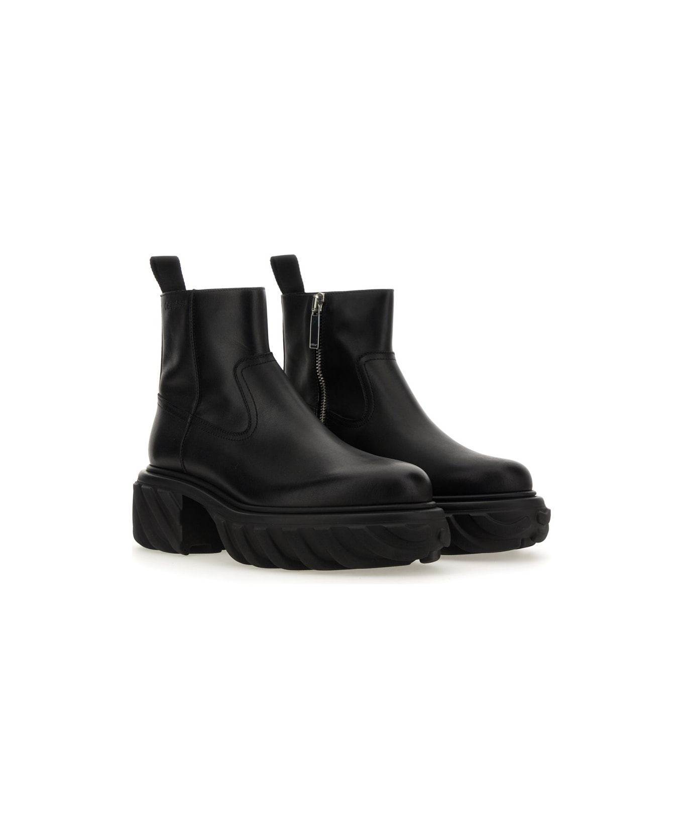 Off-White Leather Boot - BLACK