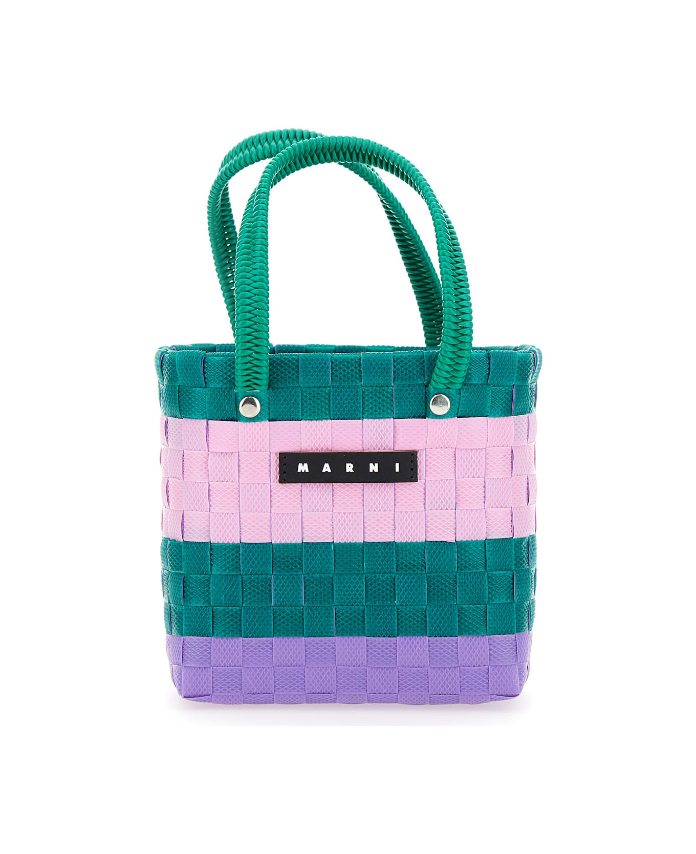Marni 'sunday Morning' Green Handbag With Logo Patch In Braided Fabric Girl - Green アクセサリー＆ギフト