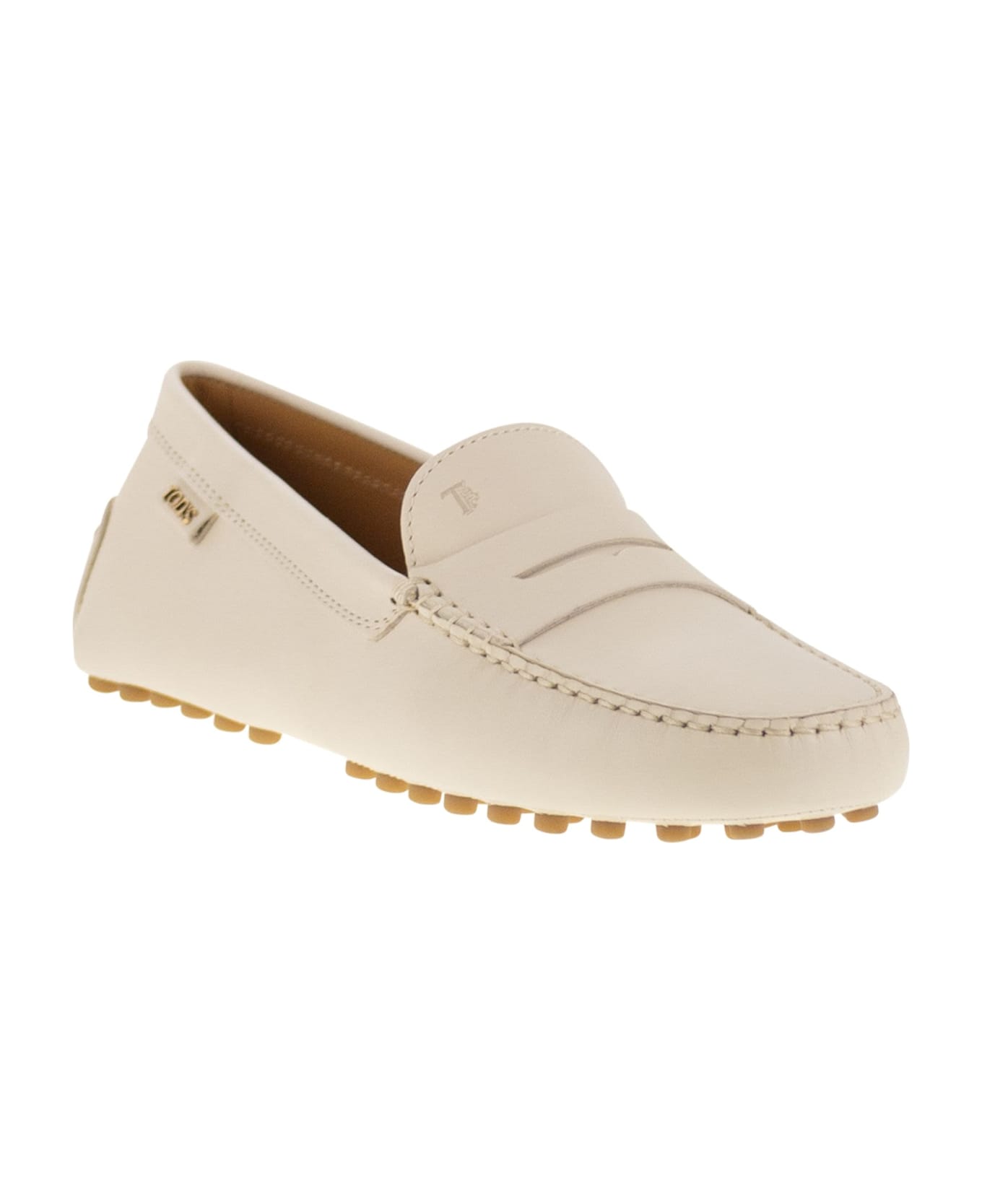 Tod
s Leather Moccasin Rubber Sole - IVORY