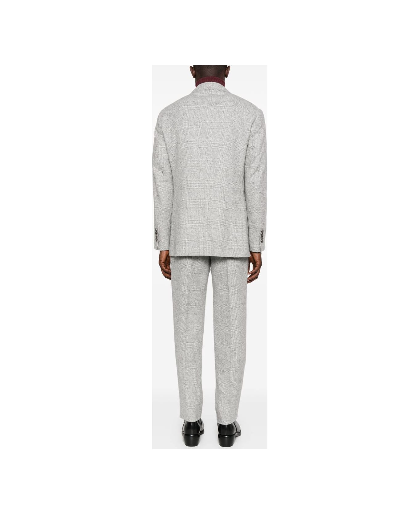 Brunello Cucinelli Wool And Silk Double-breasted Suit - Light Grey