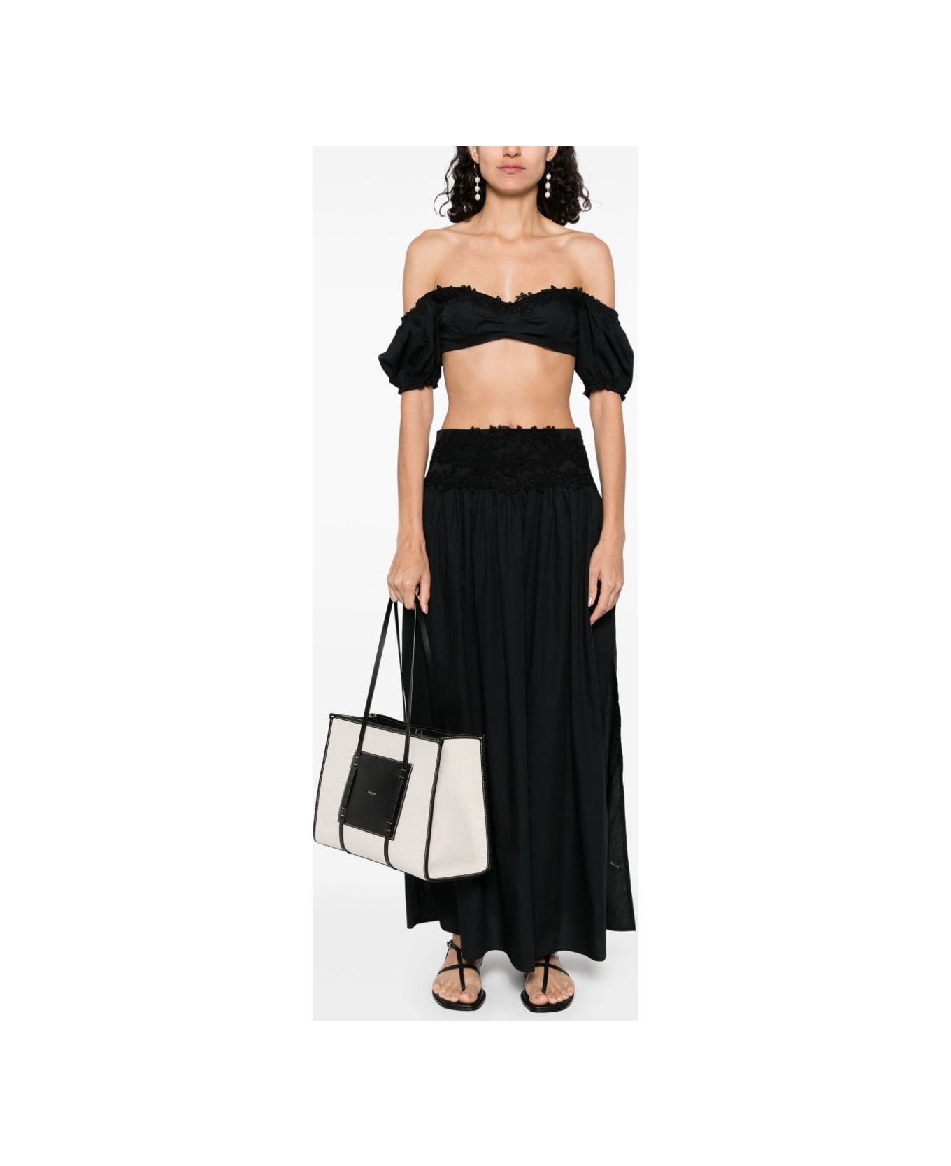 Ermanno Scervino Lace Detail Cotton Top - Black