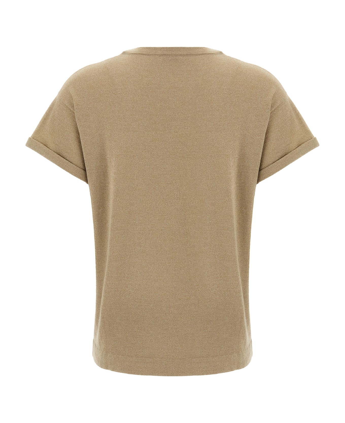 Brunello Cucinelli Lamé Cashmere T-shirt - Beige
