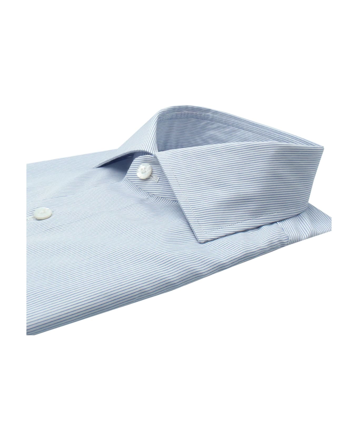 Finamore White And Blue Striped Shirt - Rigato