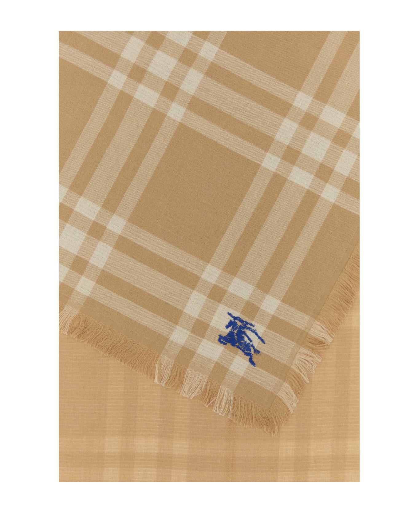 Burberry Embroidered Wool Blend Scarf - CAMEL スカーフ＆ストール