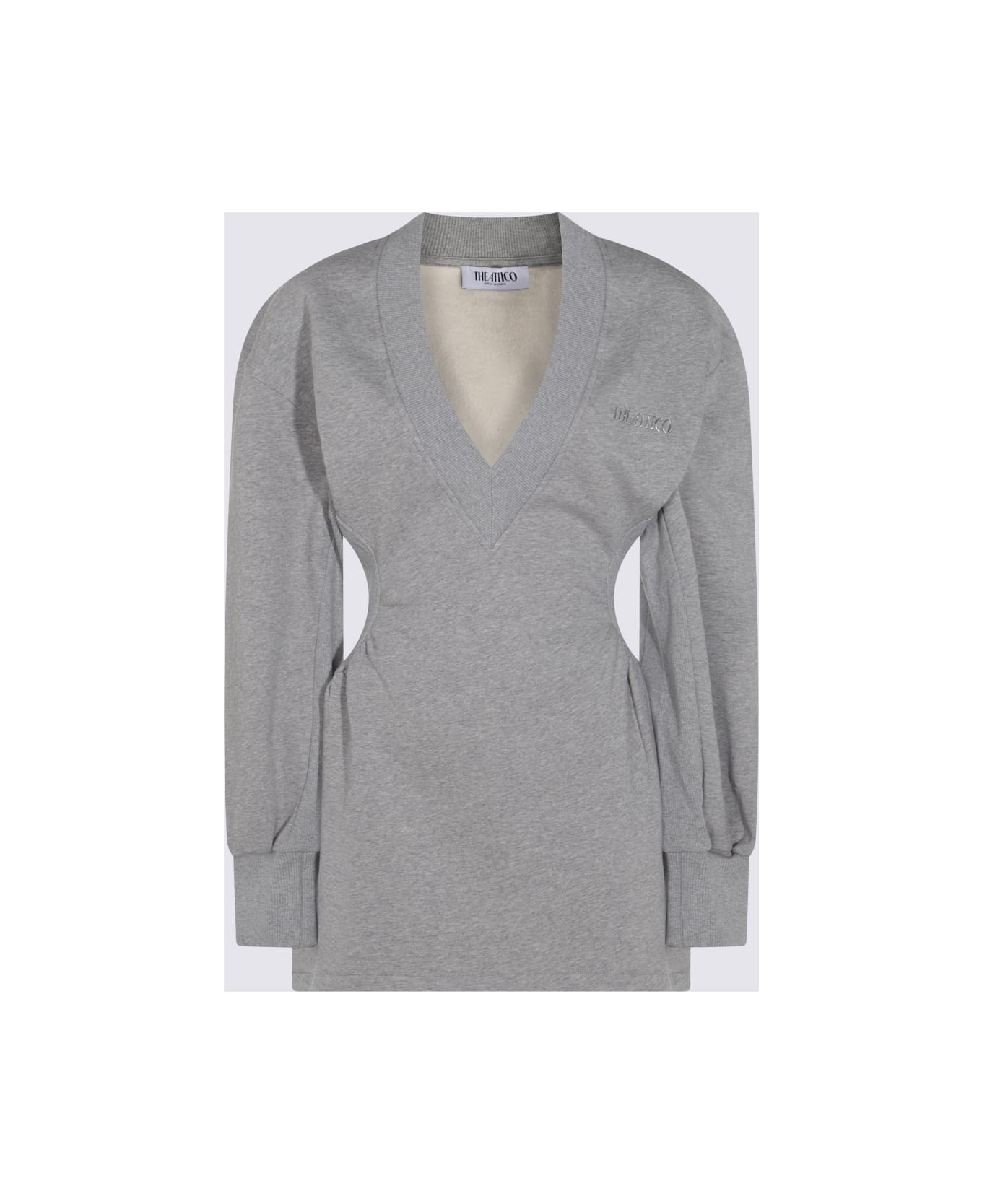 The Attico Grey Cotton Mini Dress - MELANGE GREY