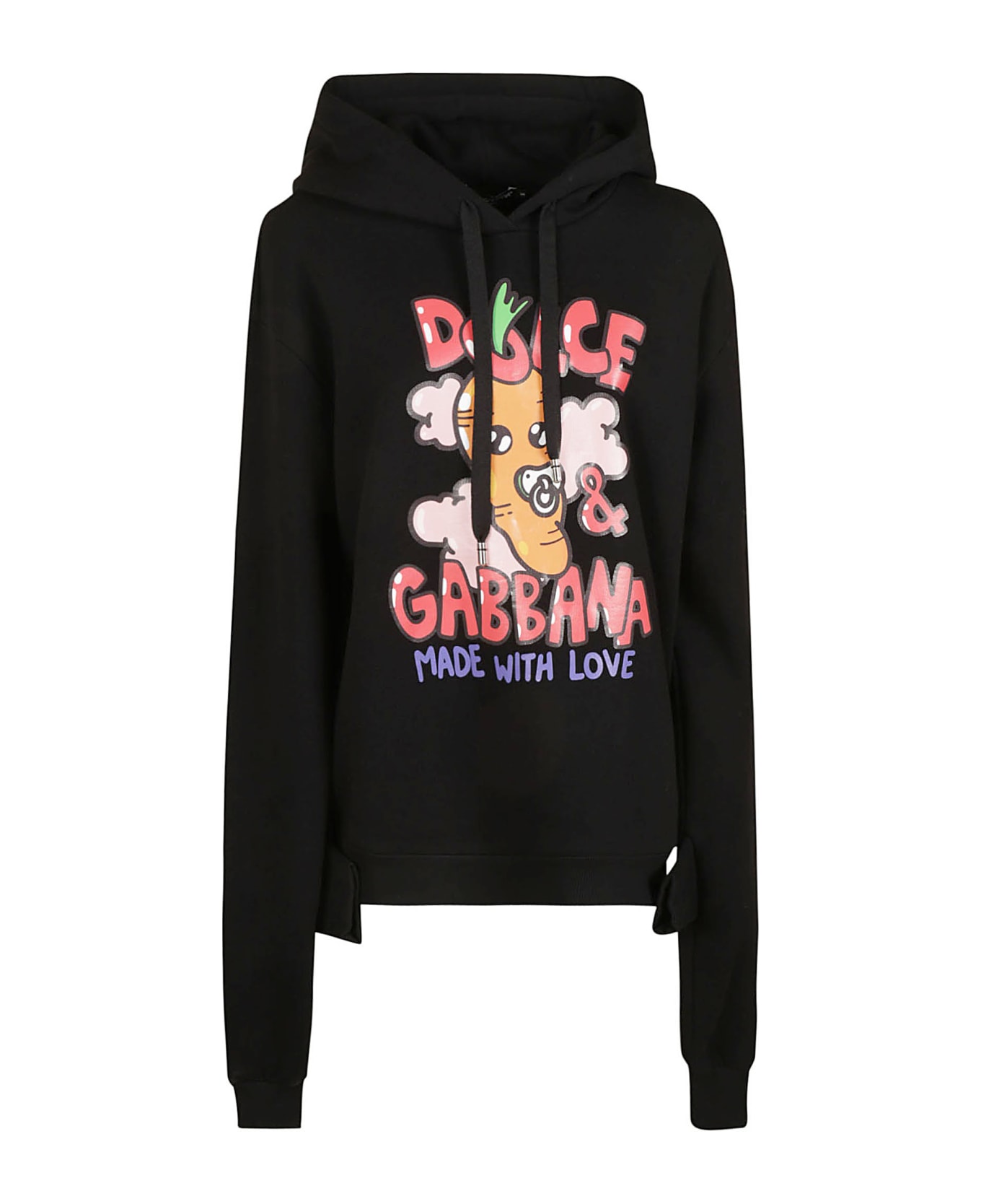 Dolce & Gabbana Made With Love Print Oversized Hooded Sweatshirt - Black