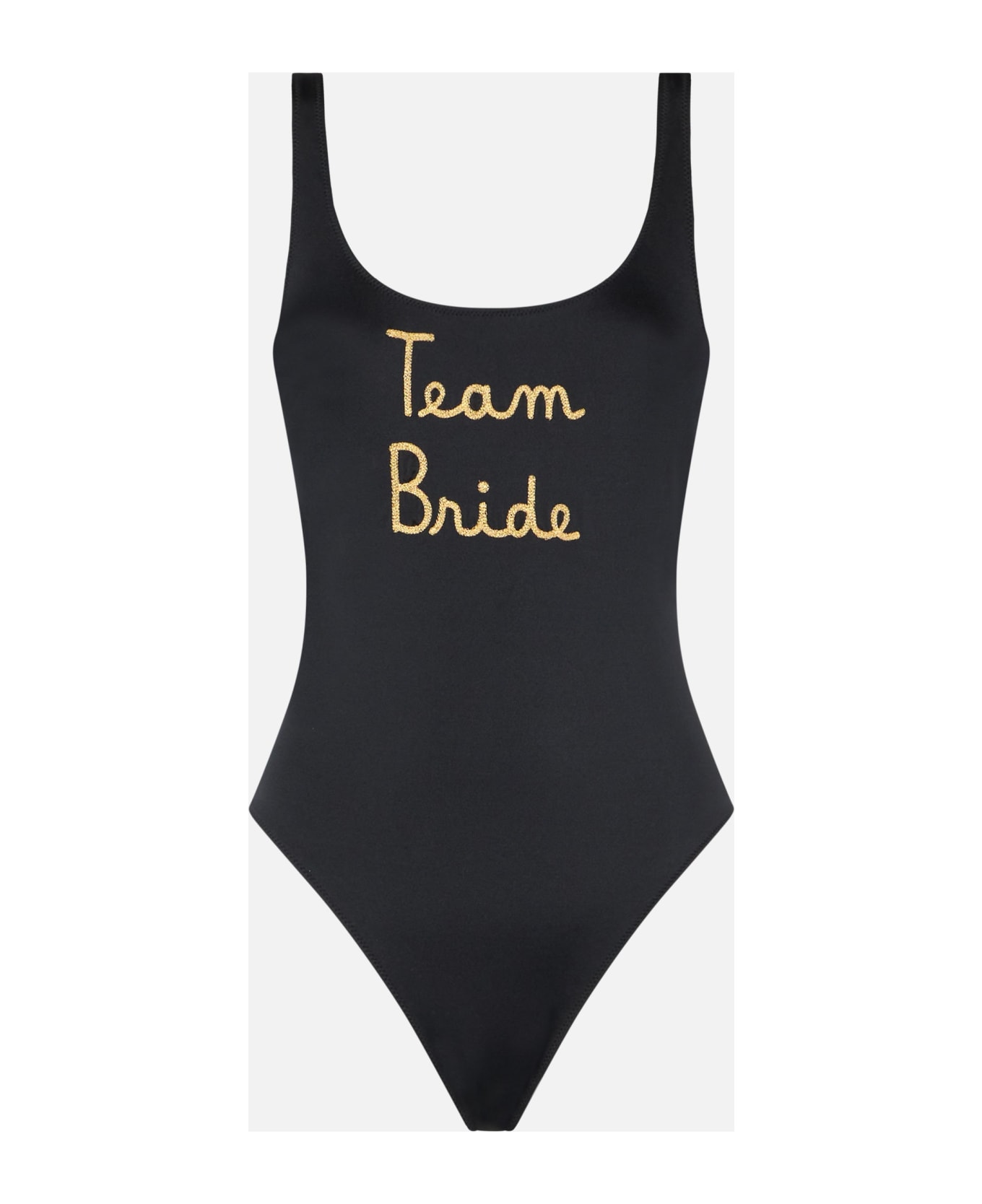 MC2 Saint Barth Woman One Piece Swimsuit With Team Bride Embroidery - BLACK