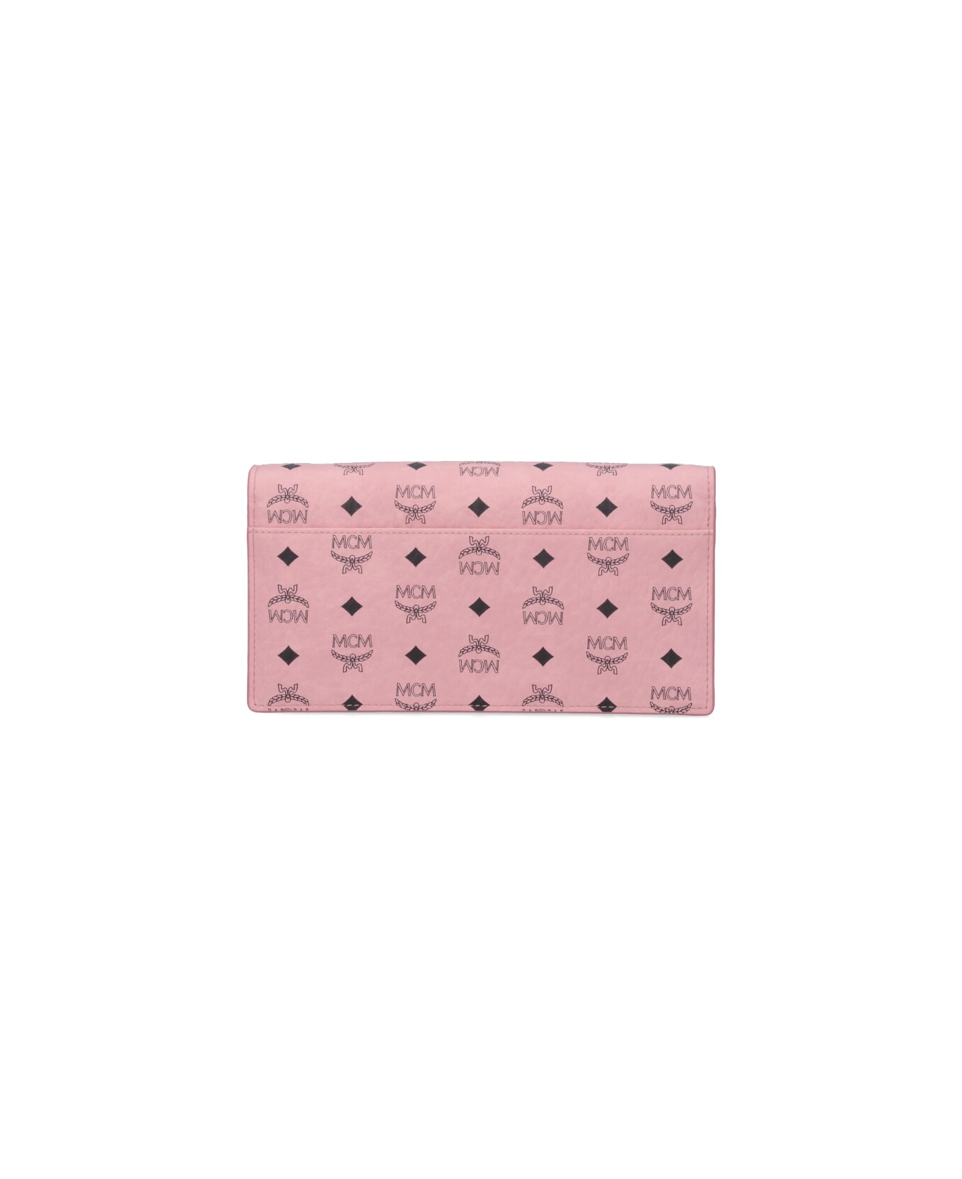 MCM Large Wallet With Logo Shoulder Strap - PINK