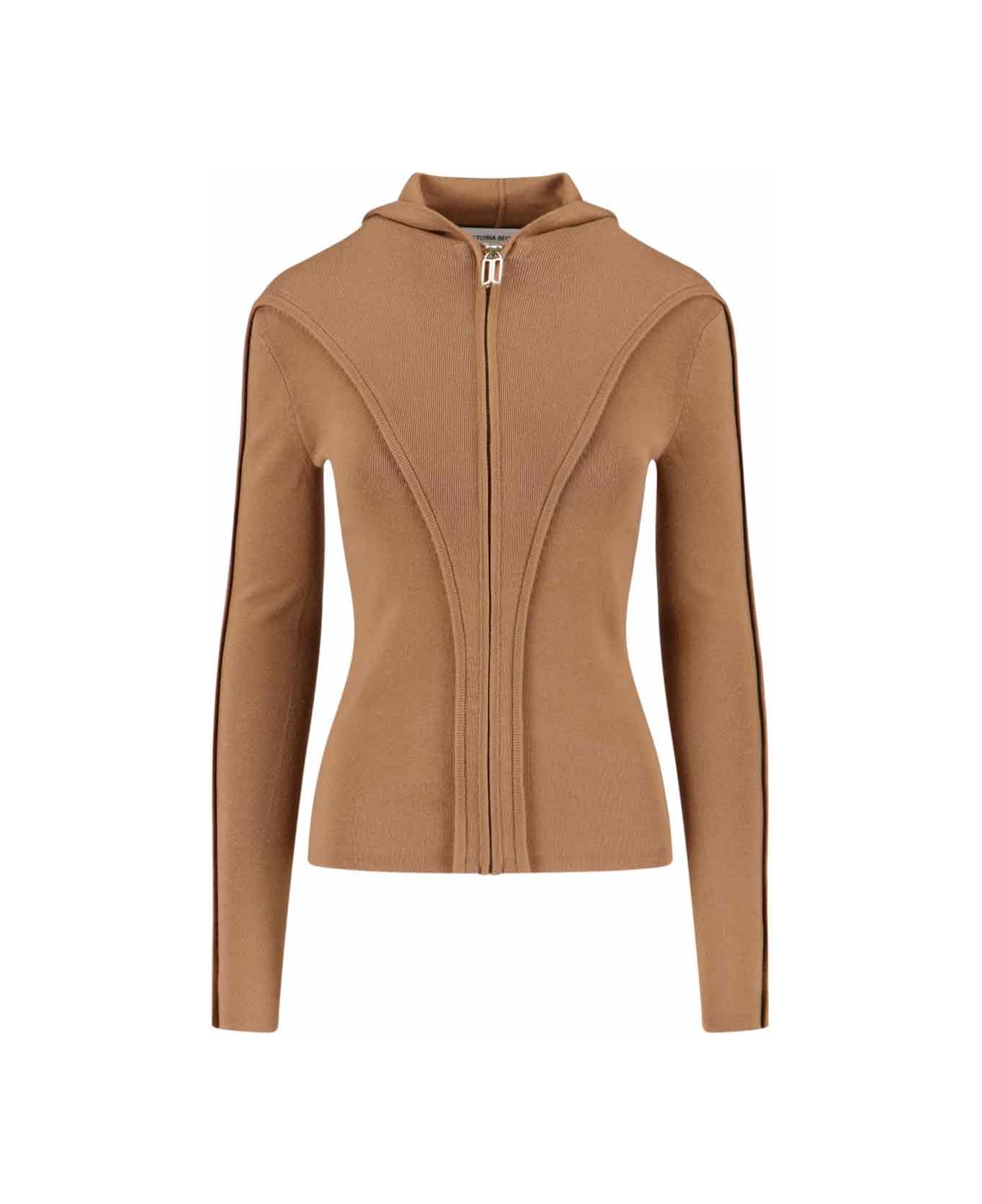 Victoria Beckham Logo Zip Sweatshirt - Brown