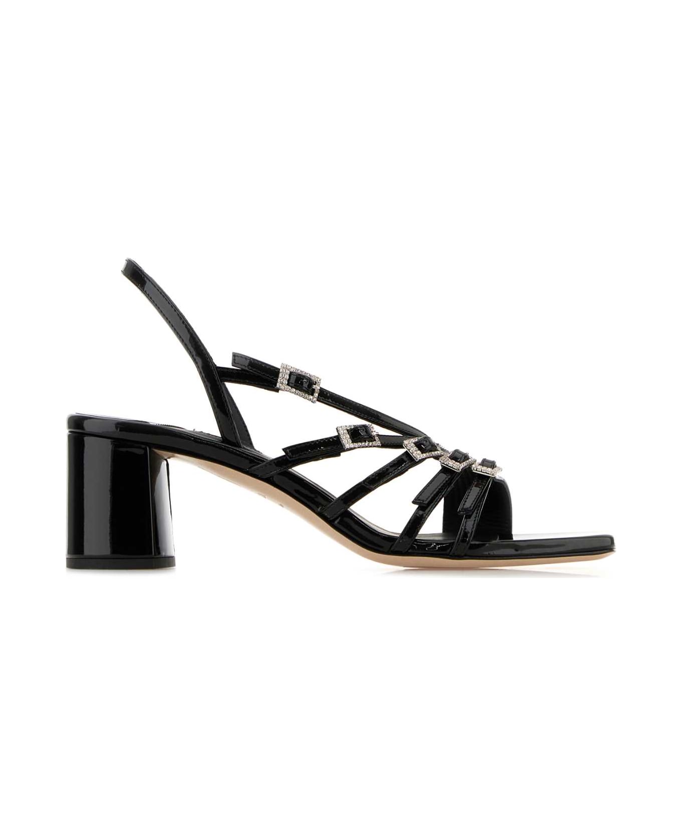 Le Silla Black Leather Scarlet Kabir Sandals - NERO