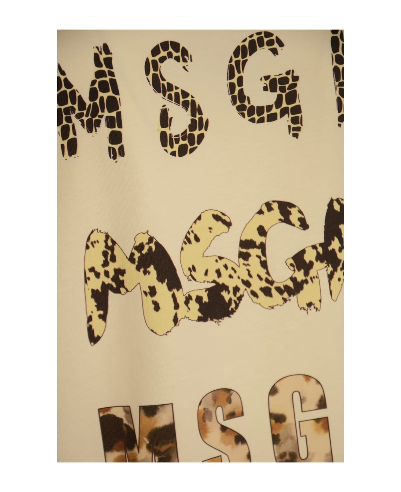 MSGM Round Neck T-shirt - Beige Tシャツ