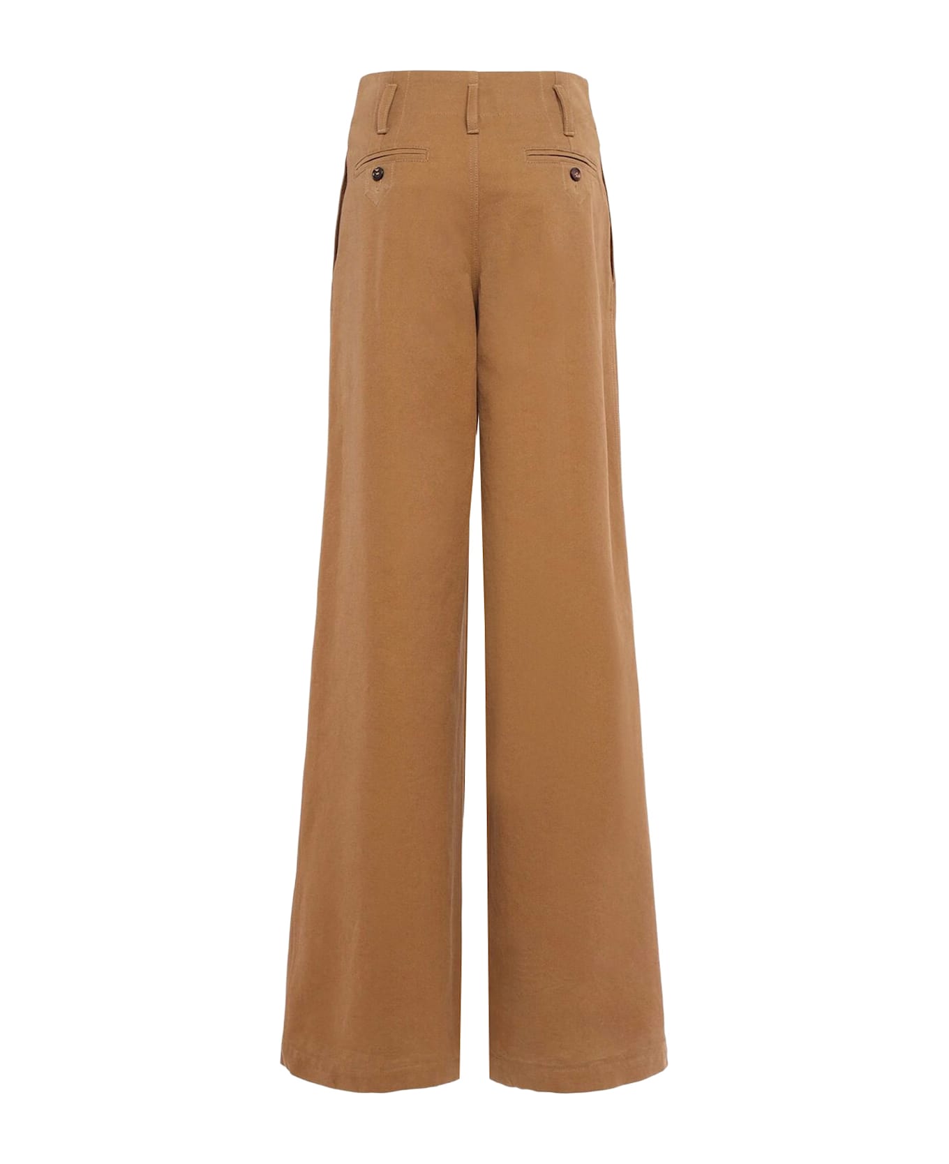 Chloé Wide Leg Canvas Trousers - Mustard Brown