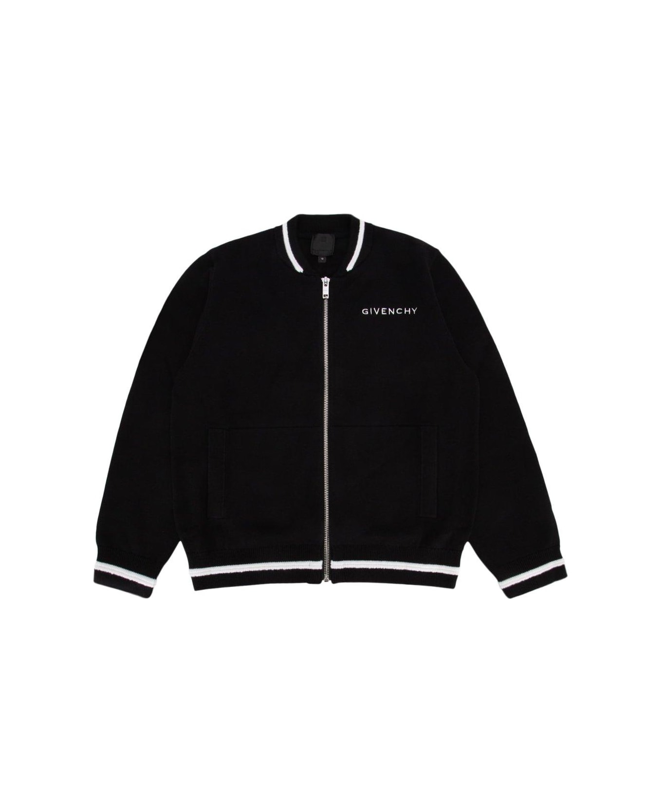 Givenchy Logo Embroidered Zip-up Cardigan - Nero