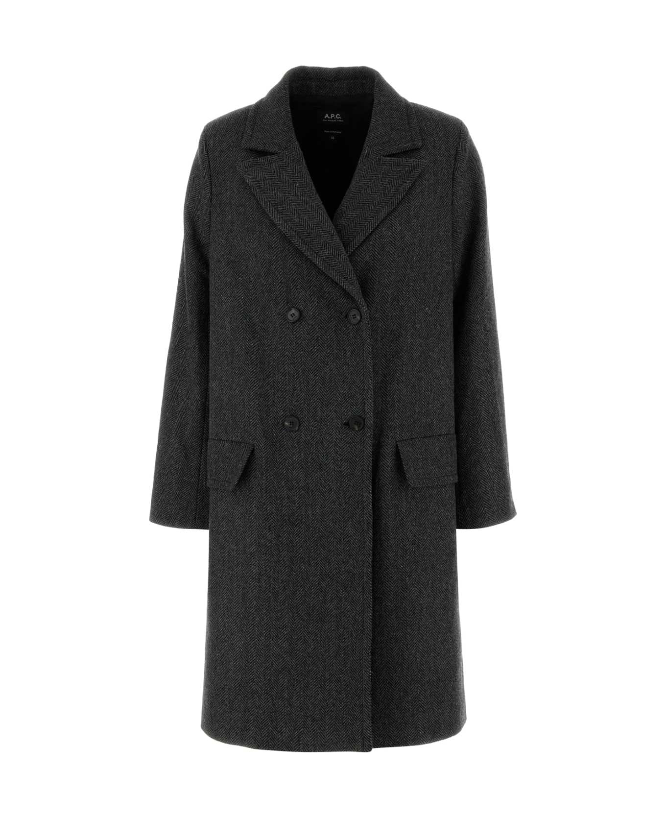 A.P.C. Embroidered Wool Blend Woara Coat - ANTHRACITE