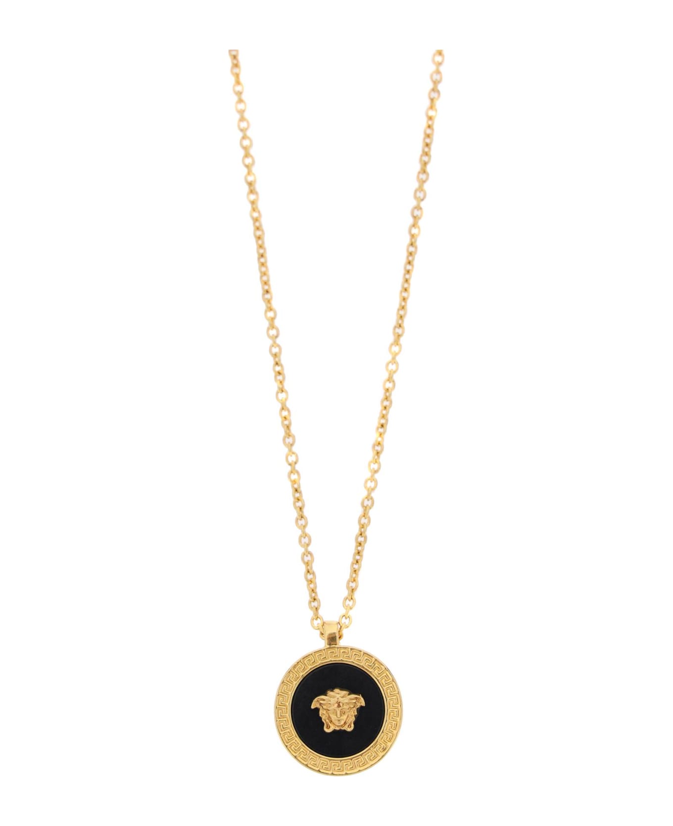 Versace 'medusa' Gold Brass Necklace - Black