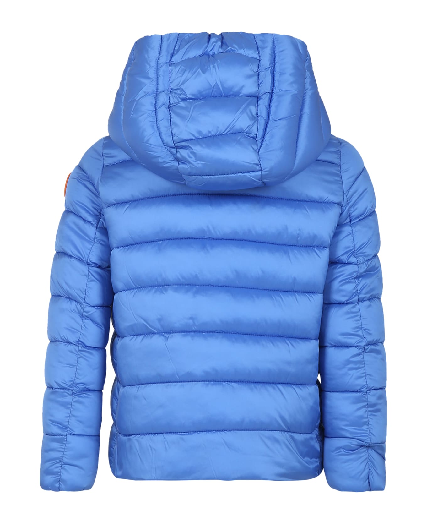 Save the Duck Light Blue Down Jacket For Girl With Logo - Light Blue