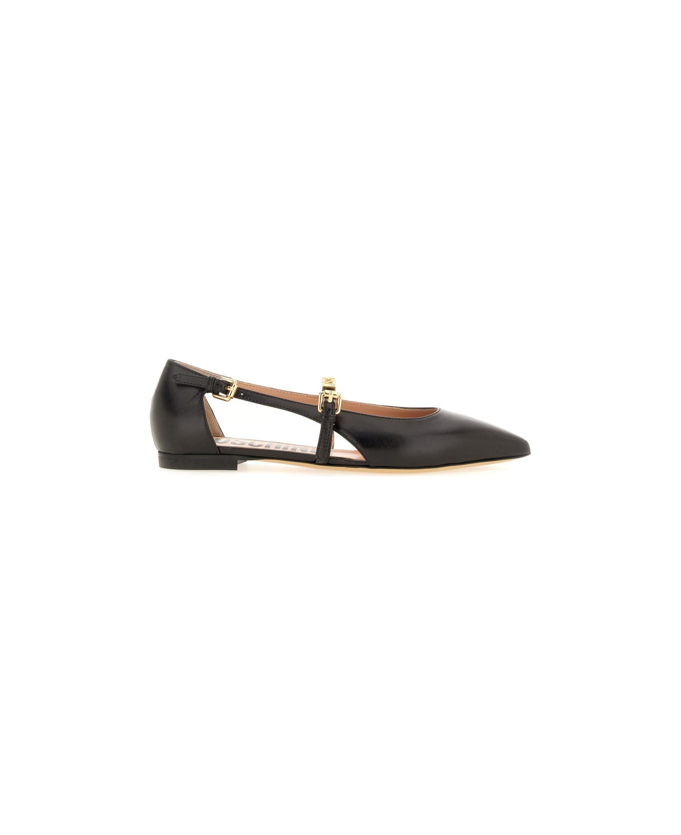 Moschino Leather Ballerina - BLACK