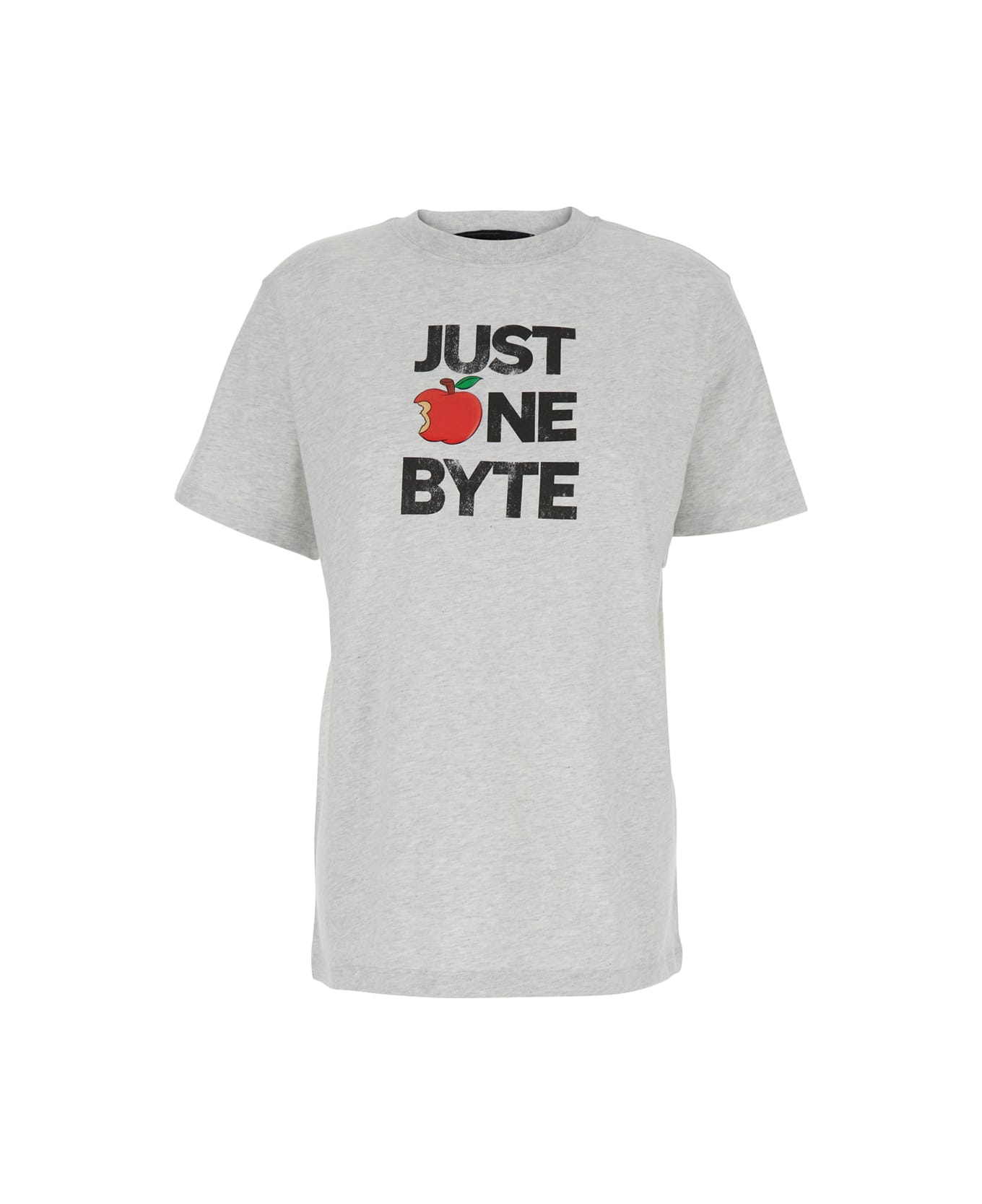 Coperni Grey Crew Neck T-shirt With Front Print In Cotton Woman - Grey