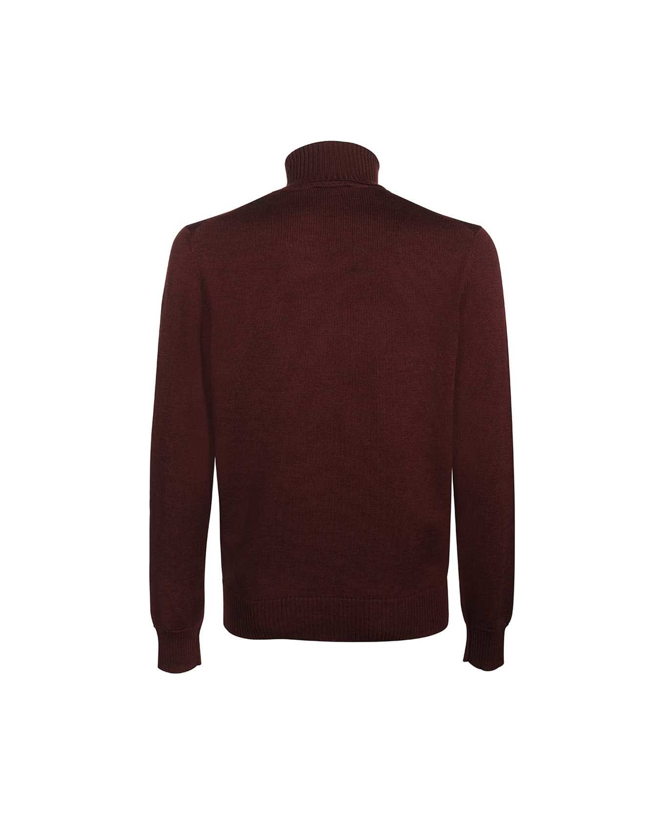 Emporio Armani Virgin Wool Turtleneck Sweater - Burgundy