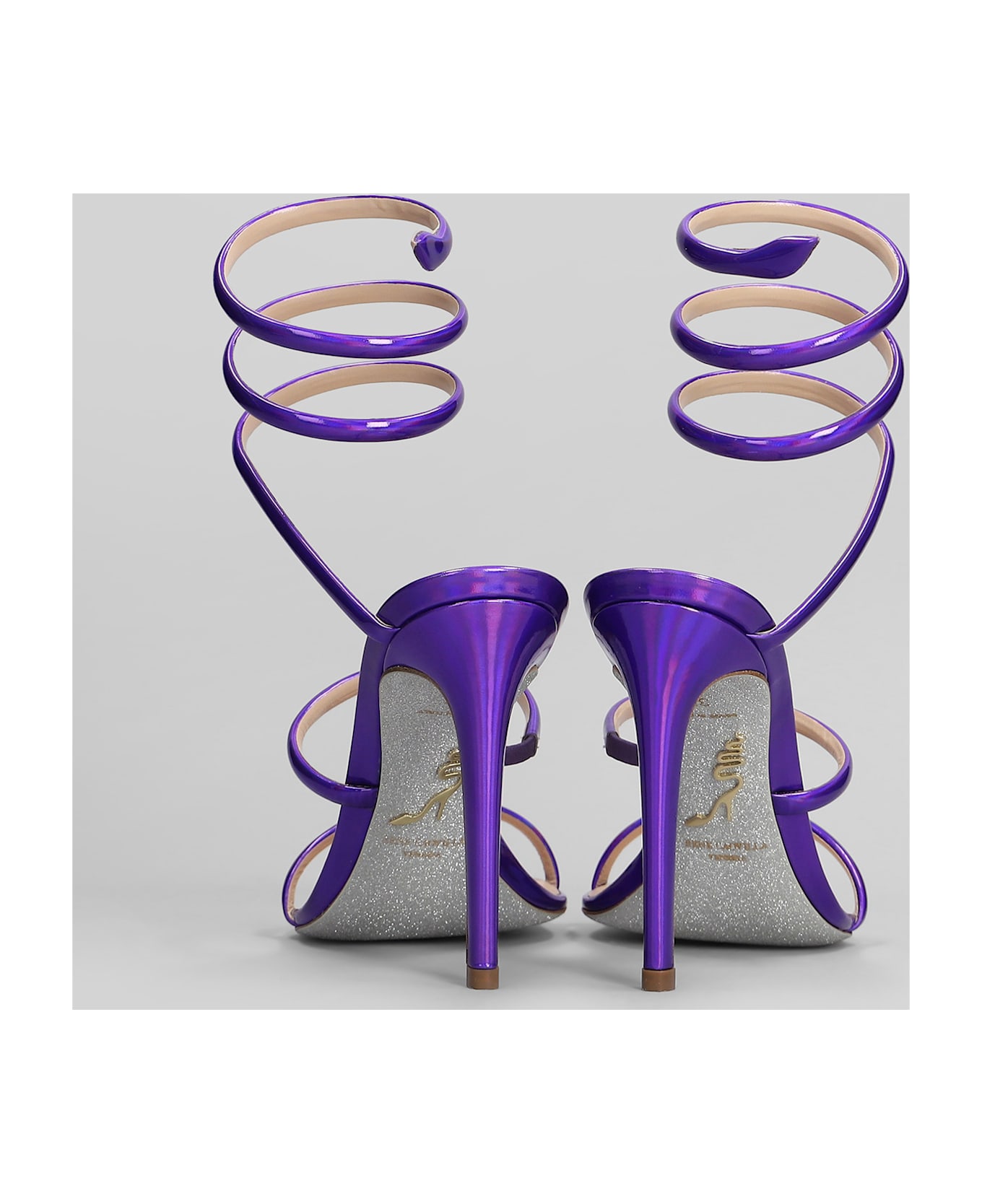 René Caovilla Cleo Metallic Sandals In Viola Leather - Viola