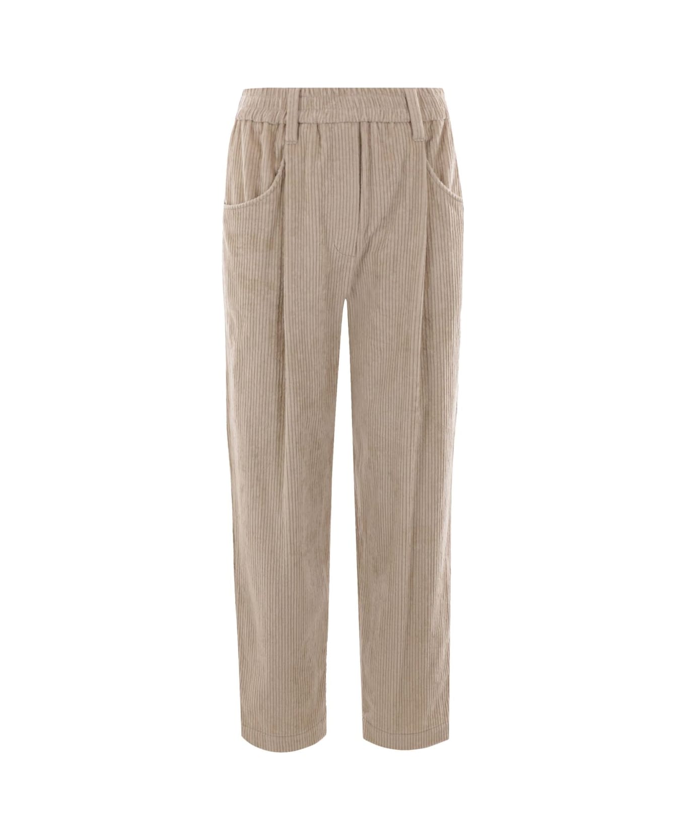 Brunello Cucinelli Straight Ribbed Trousers - Beige