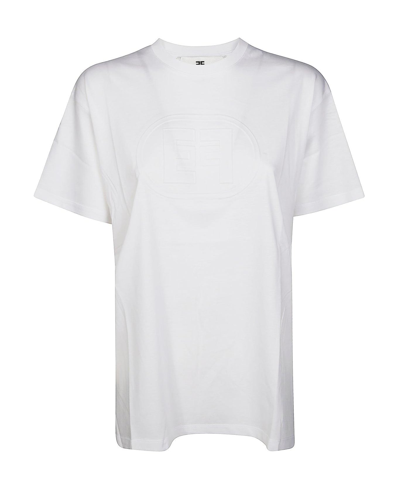 Elisabetta Franchi Logo Embossed Jersey T-shirt - WHITE