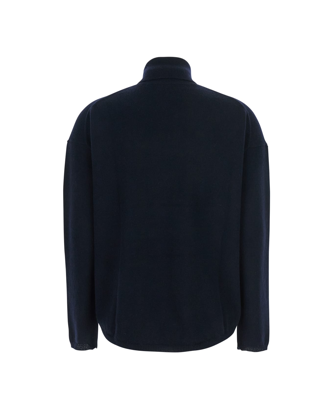Allude Blue High Neck Sweater With Dropped Shoulders In Cashmere Woman - Blu