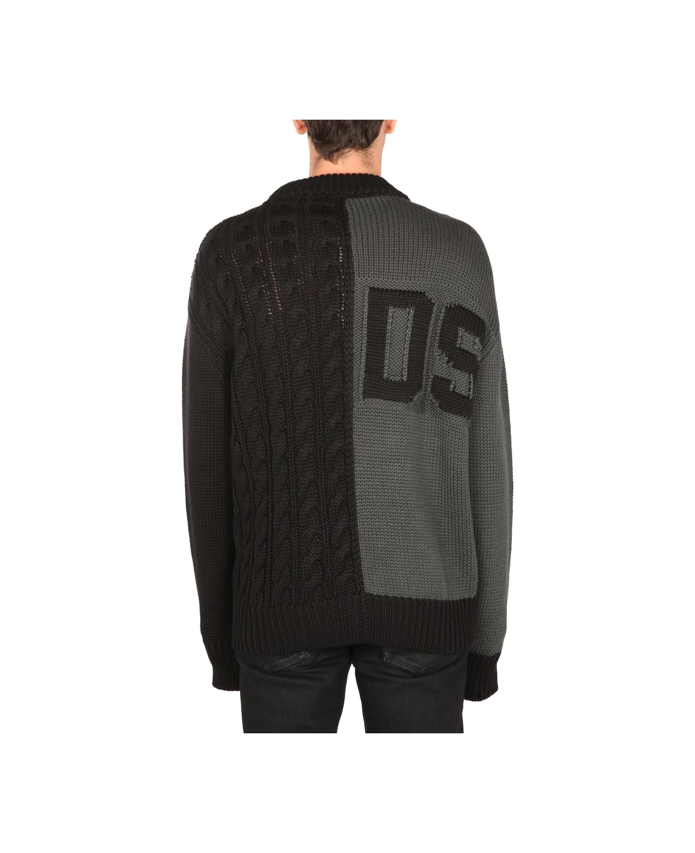 GCDS Sweater With Logo Inlay - CHARCOAL ニットウェア