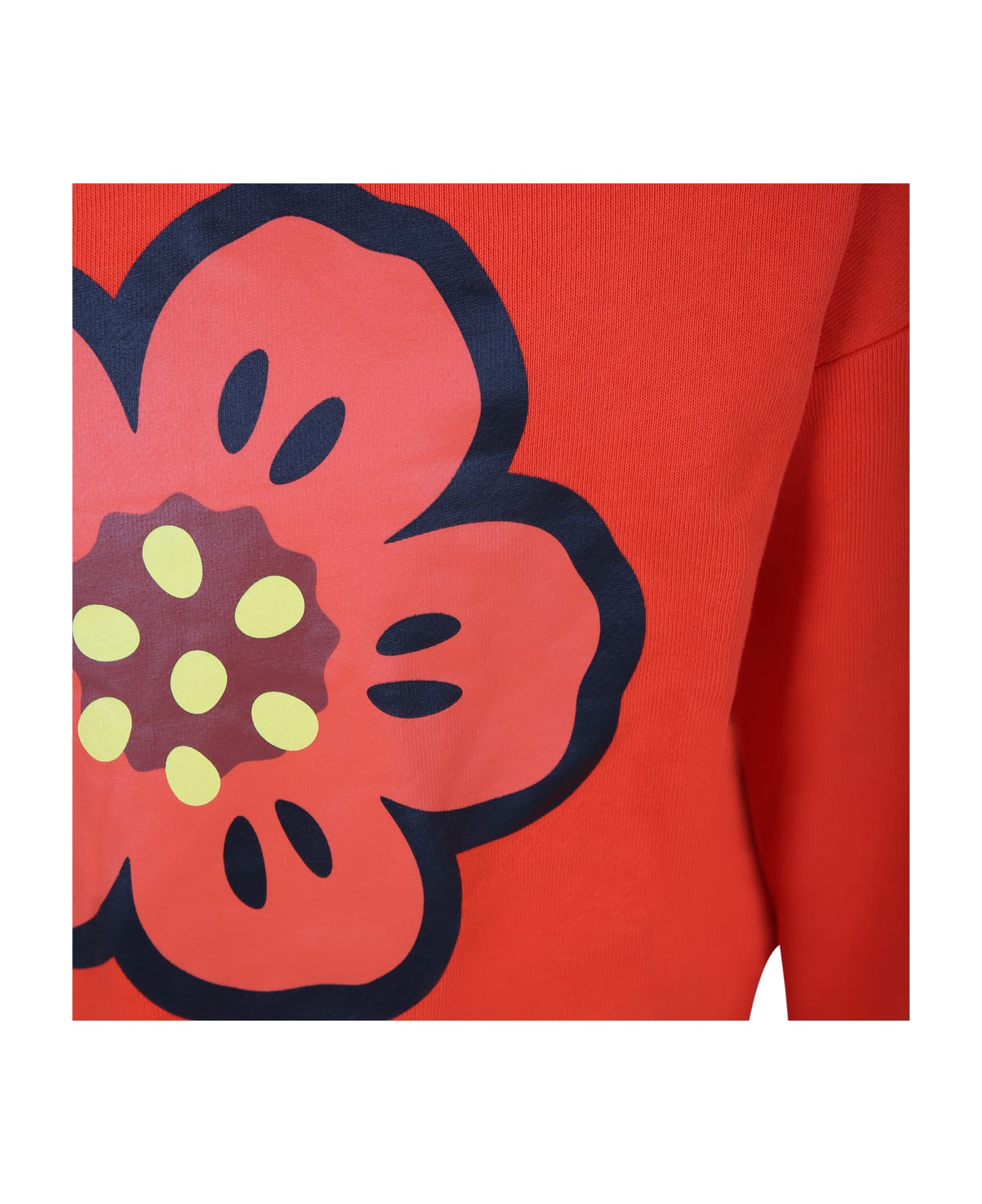 Kenzo Kids Red Sweatshirt For Girl With Flower - Rosso