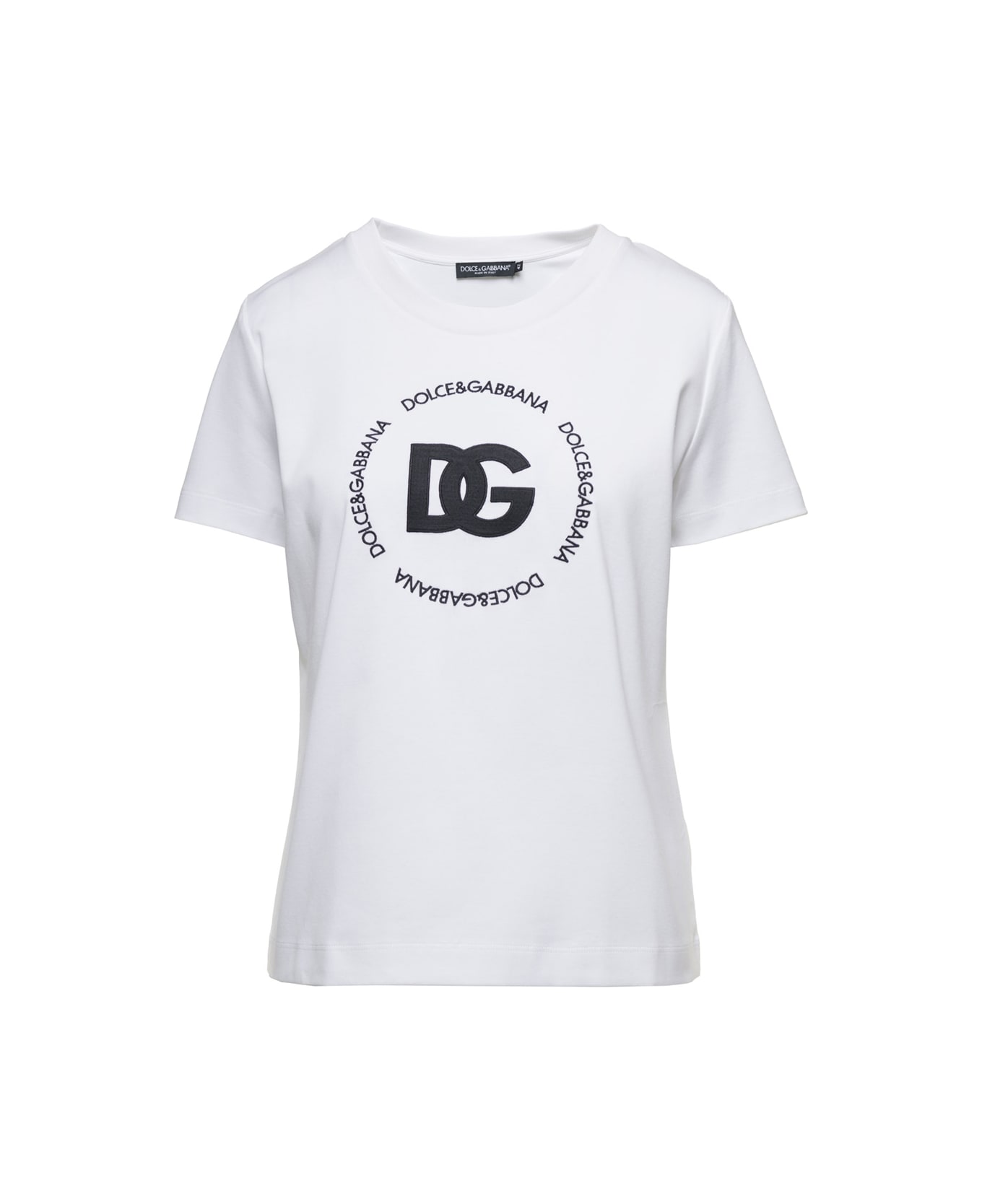 Dolce & Gabbana White T-shirt With Logo Lettering Print In Cotton Woman - White