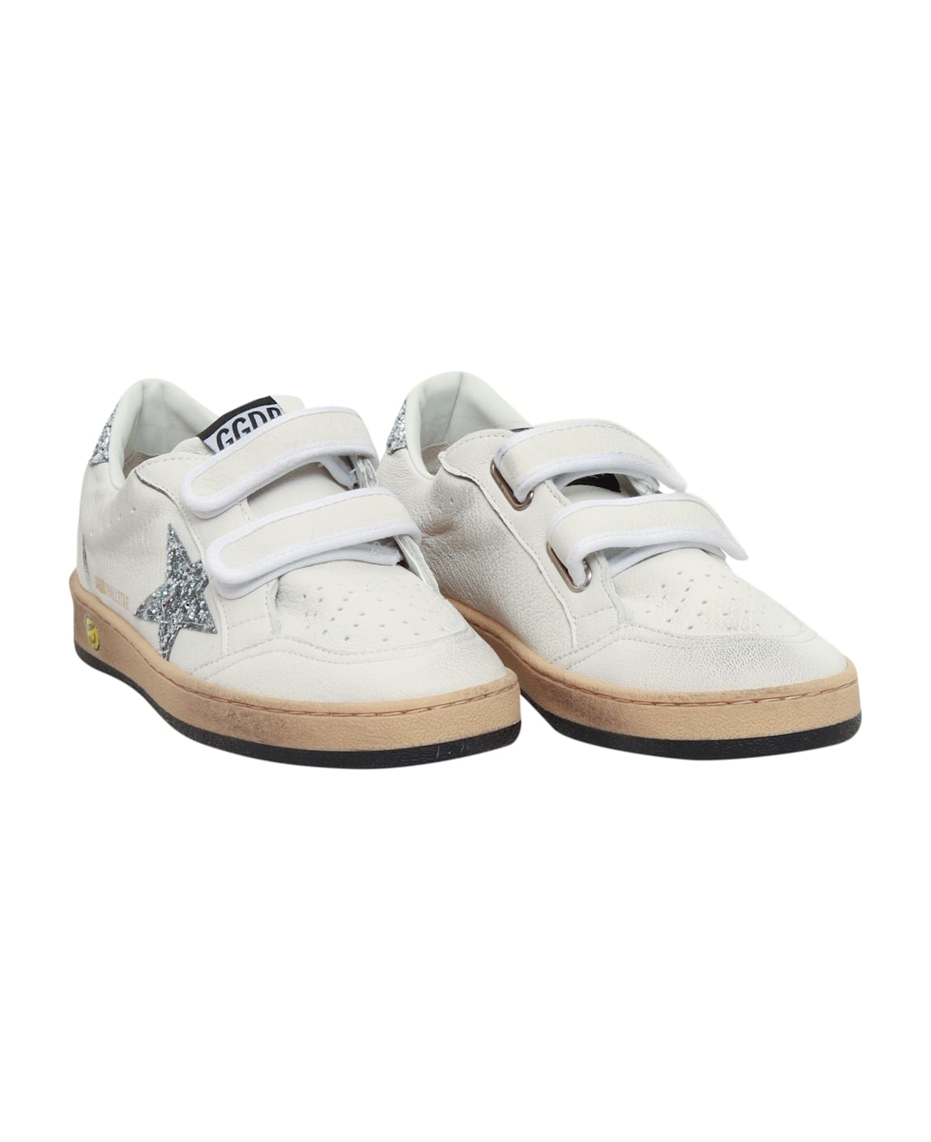 Golden Goose Ballstar Strap Nappa Upper Glitter Star And Heel - WHITE