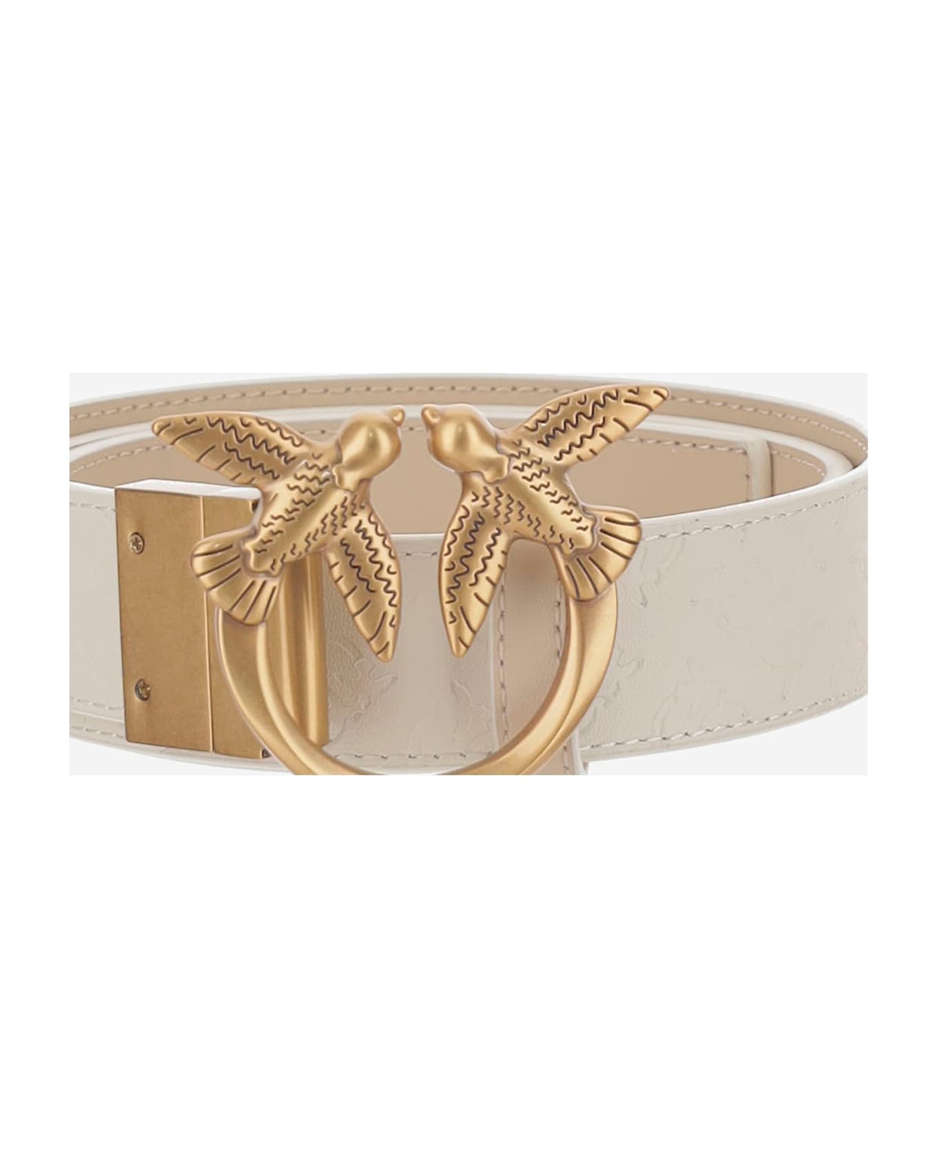 Pinko Leather Belt With Logo - White