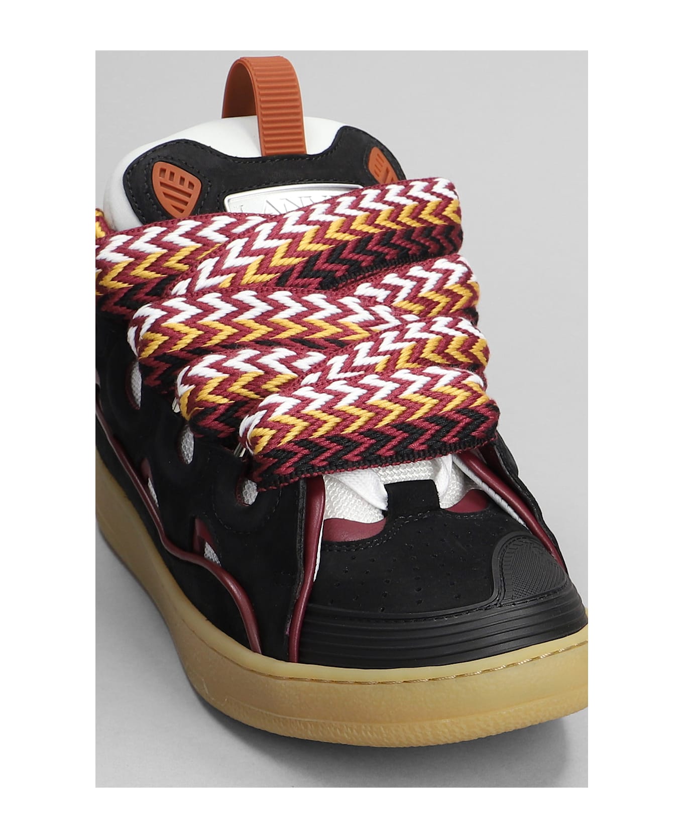 Lanvin Curb Sneakers In Black Suede And Leather - black