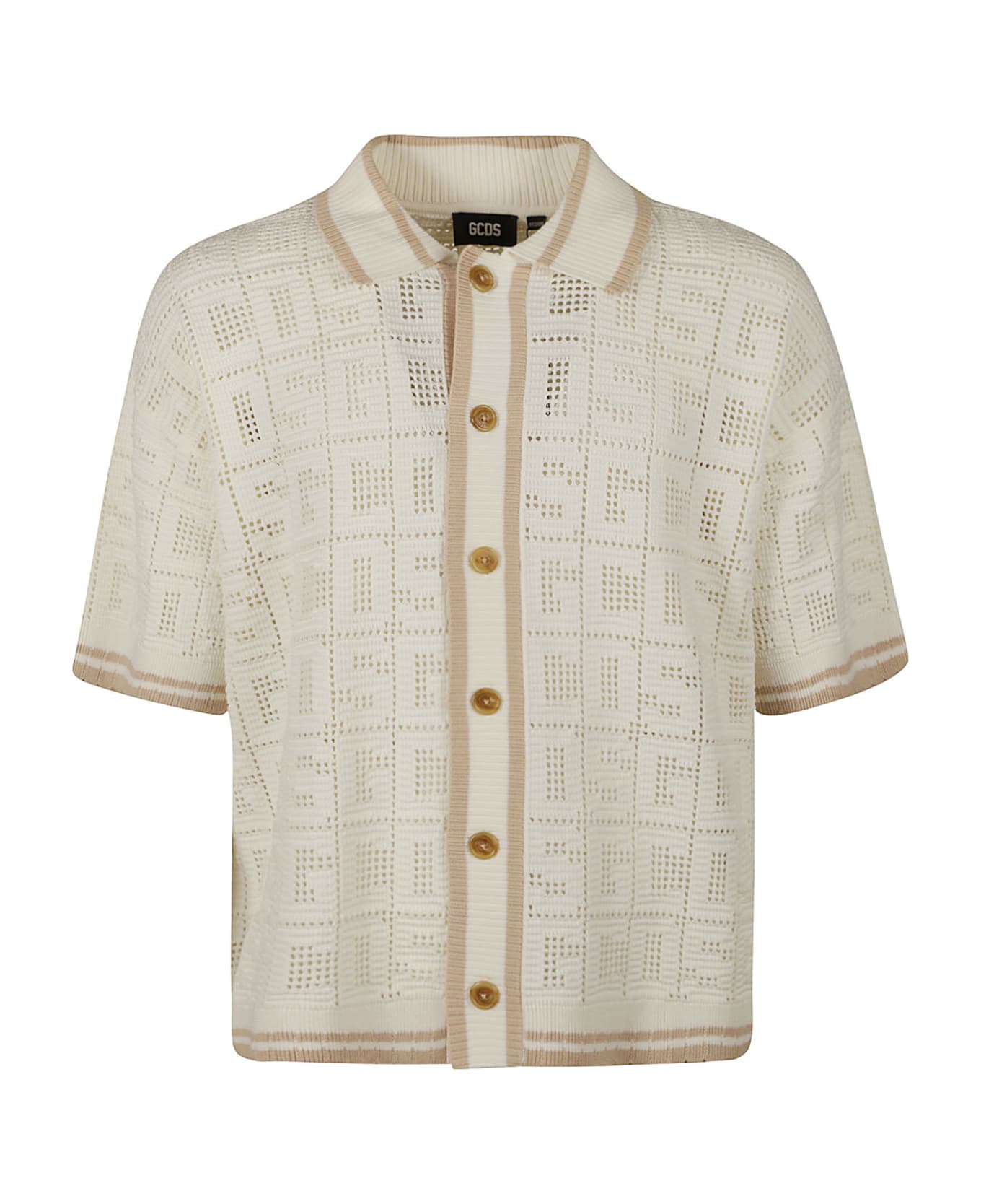 GCDS Monogram Macrame Knit T-shirt - Off White