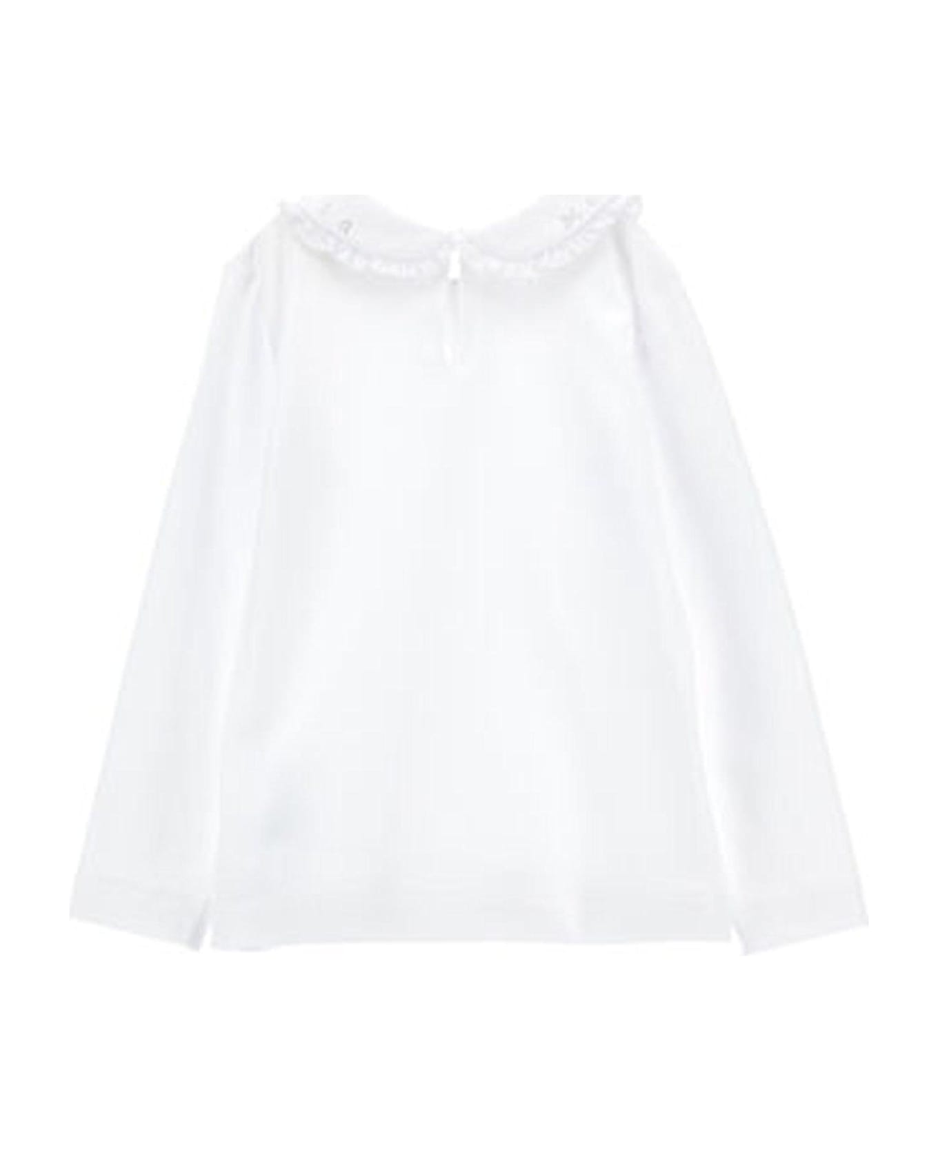 Monnalisa Logo Embellished Straight Hem Shirt - White