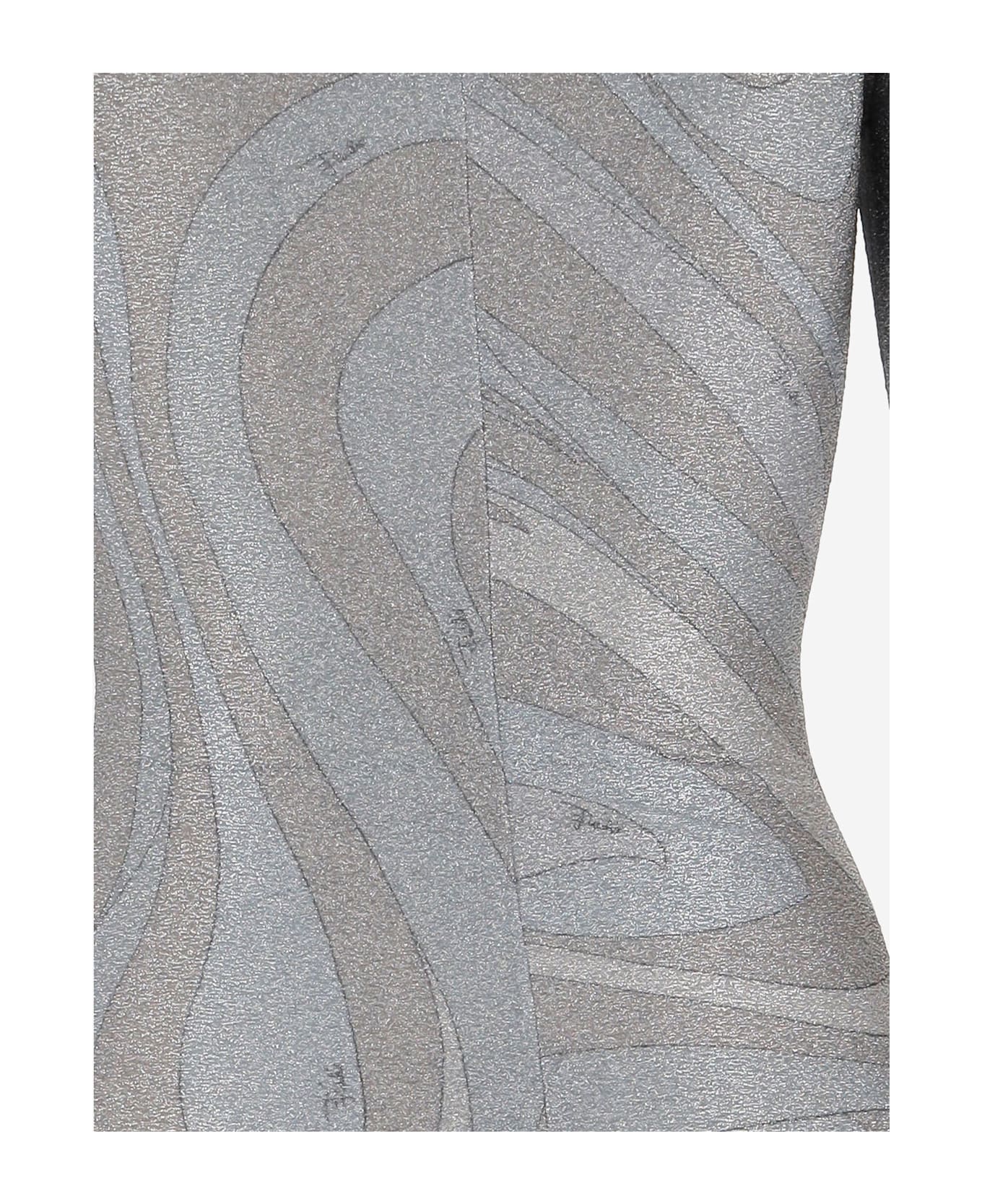 Pucci Lamé Jersey Sweater With Abstract Pattern - Silver