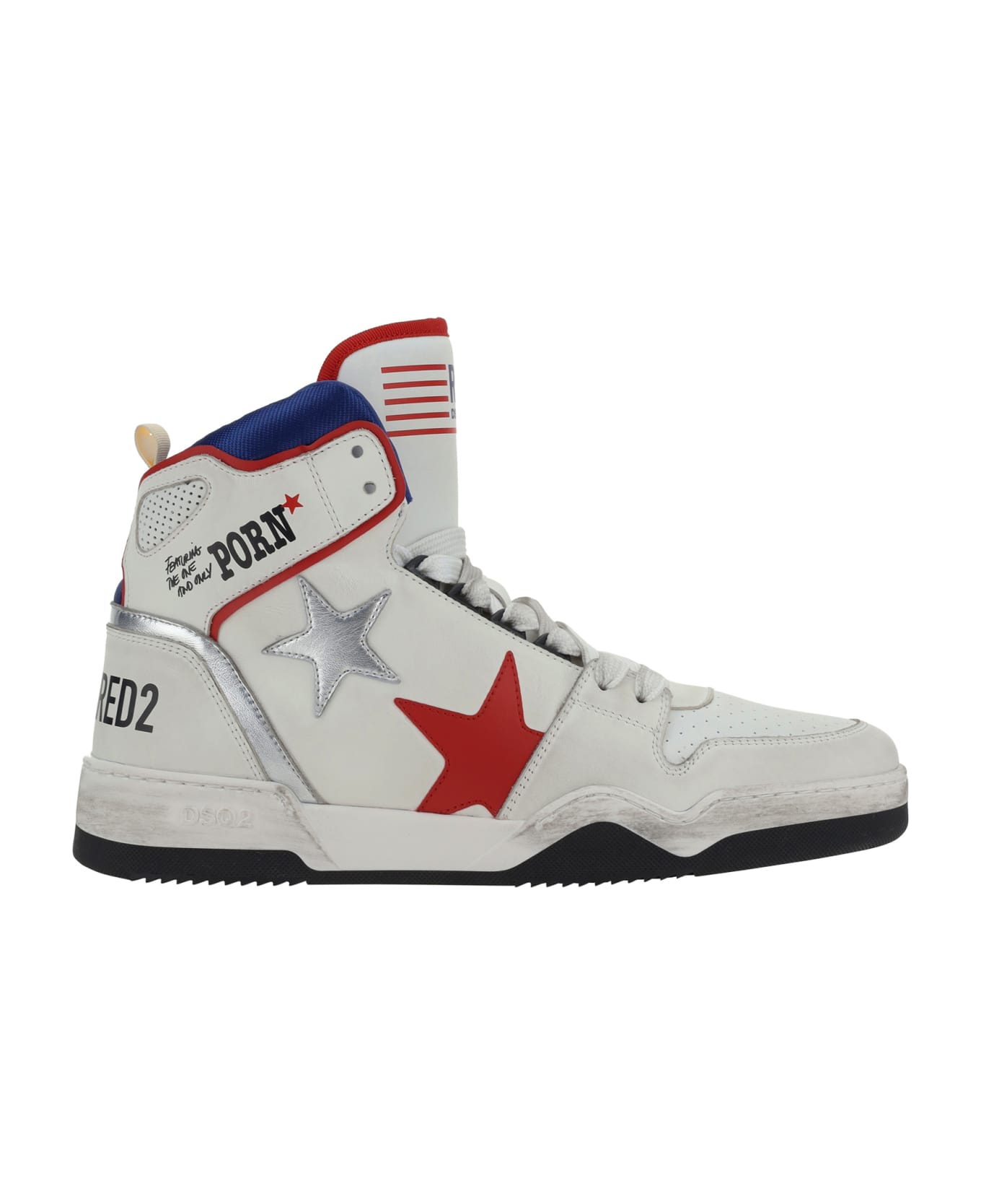Dsquared2 Spiker High-top Sneakers - Bianco+rosso+blu