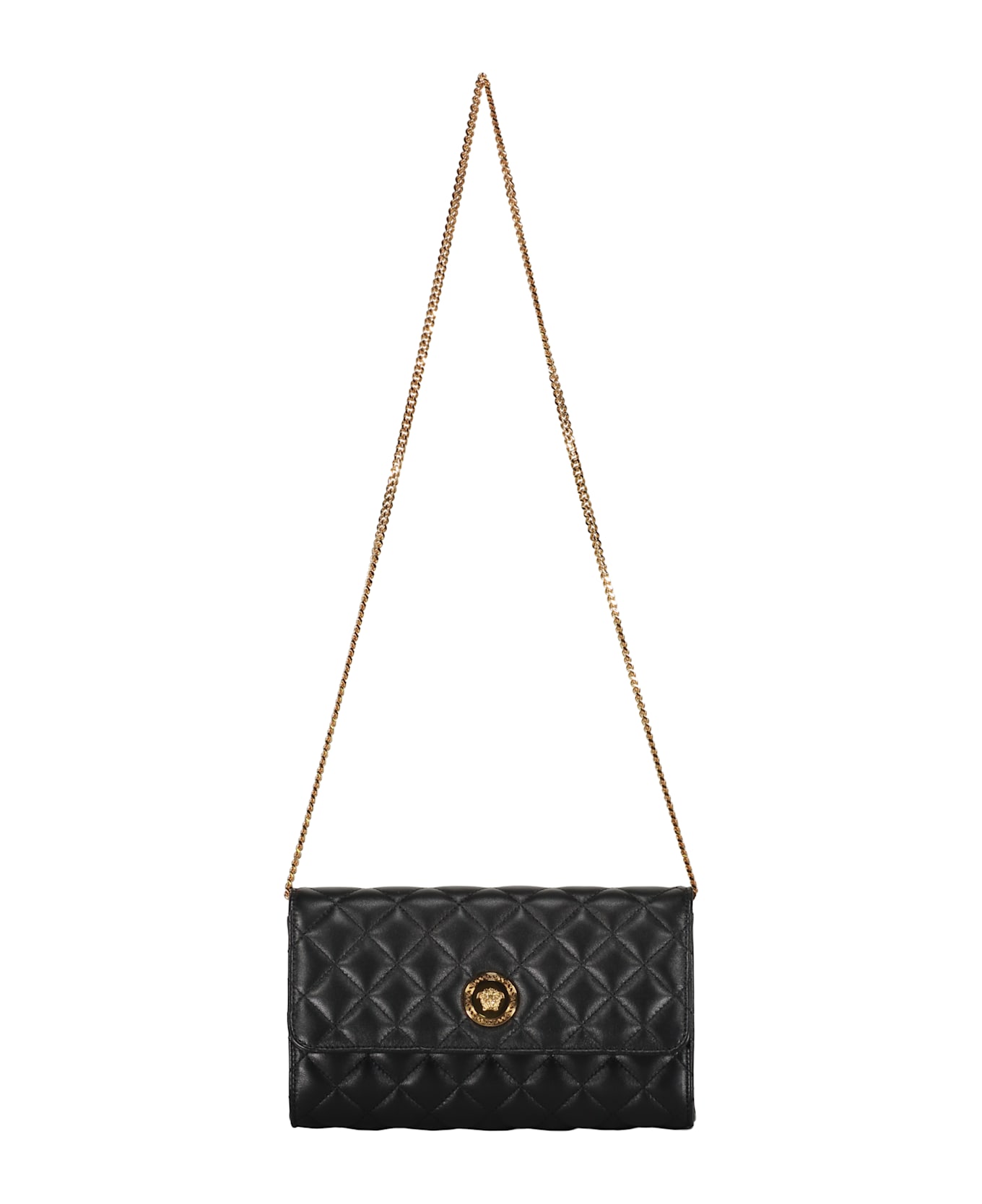 Versace Leather Clutch With Logo - black