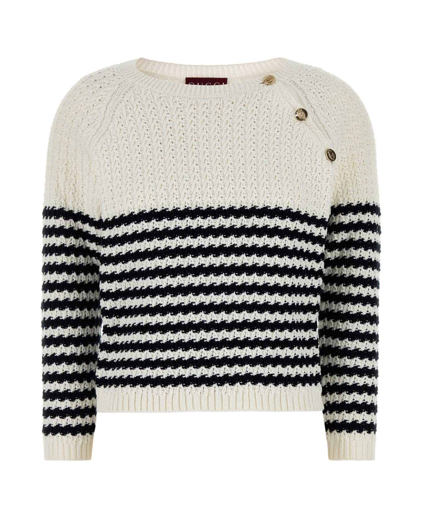 Gucci Embroidered Cotton Sweater - WHITENAVY