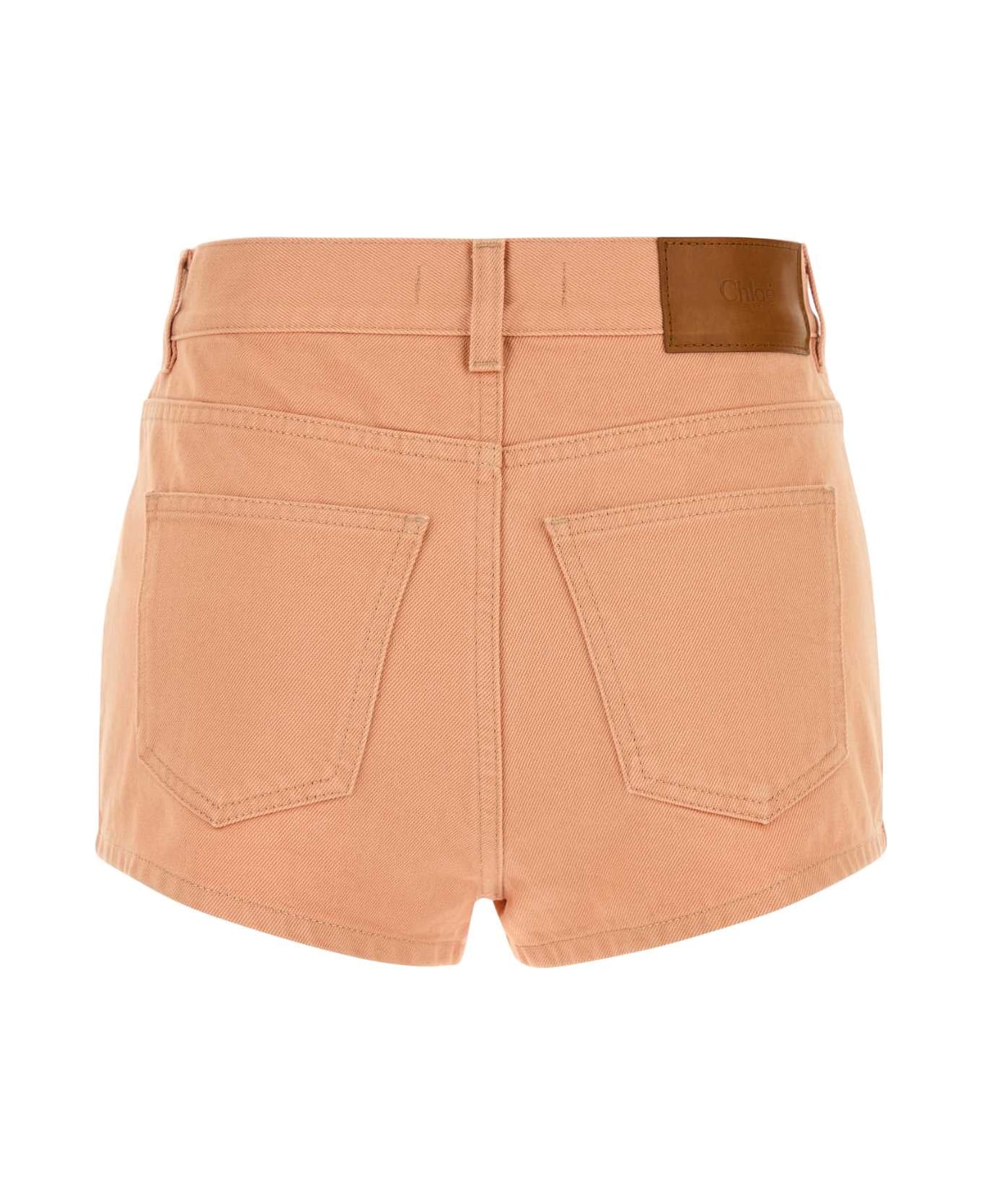 Chloé Salmon Denim Shorts - ALMONDCREAM