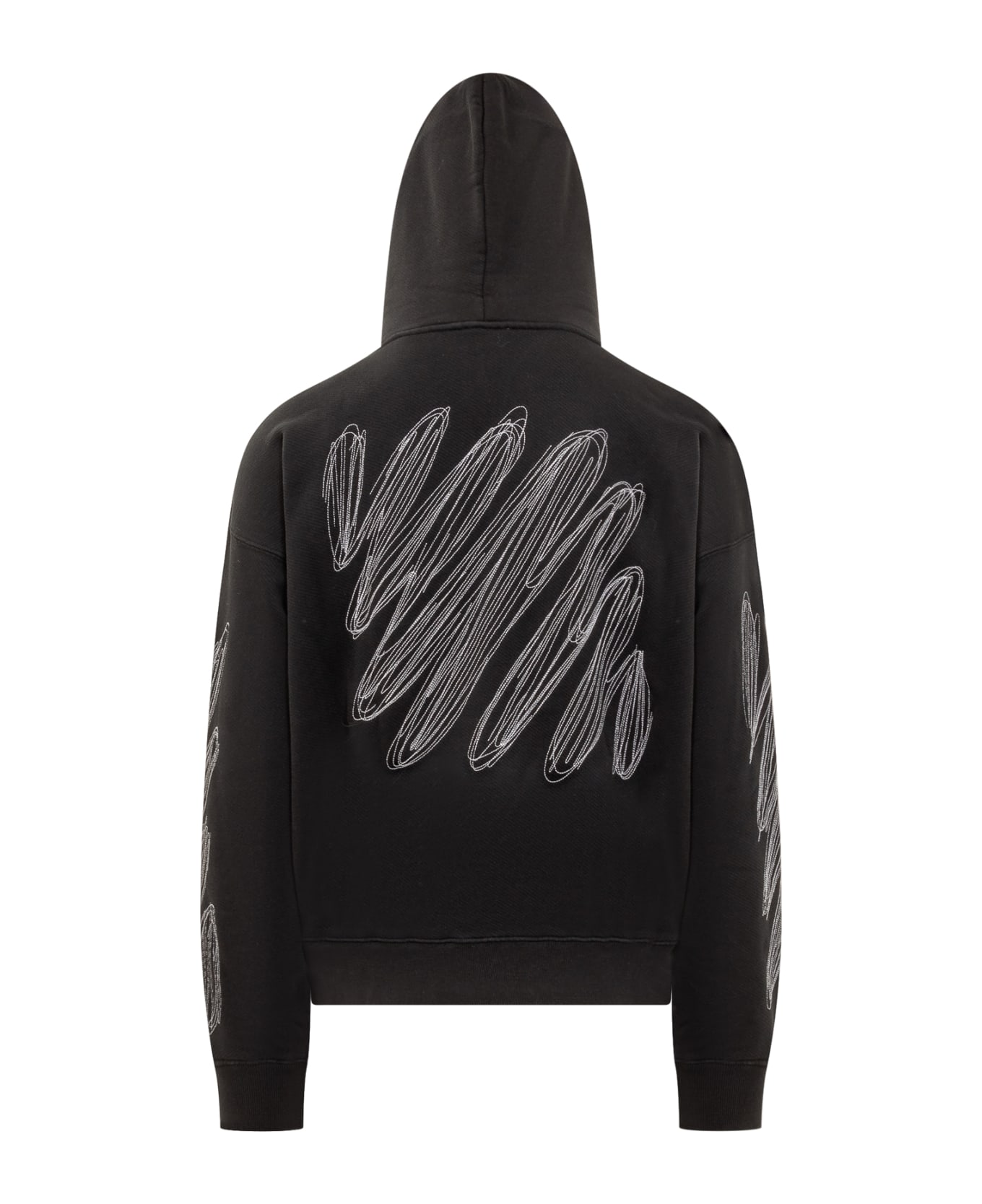 Off-White Hoodie With Scribble Logo - BLACK WHITE