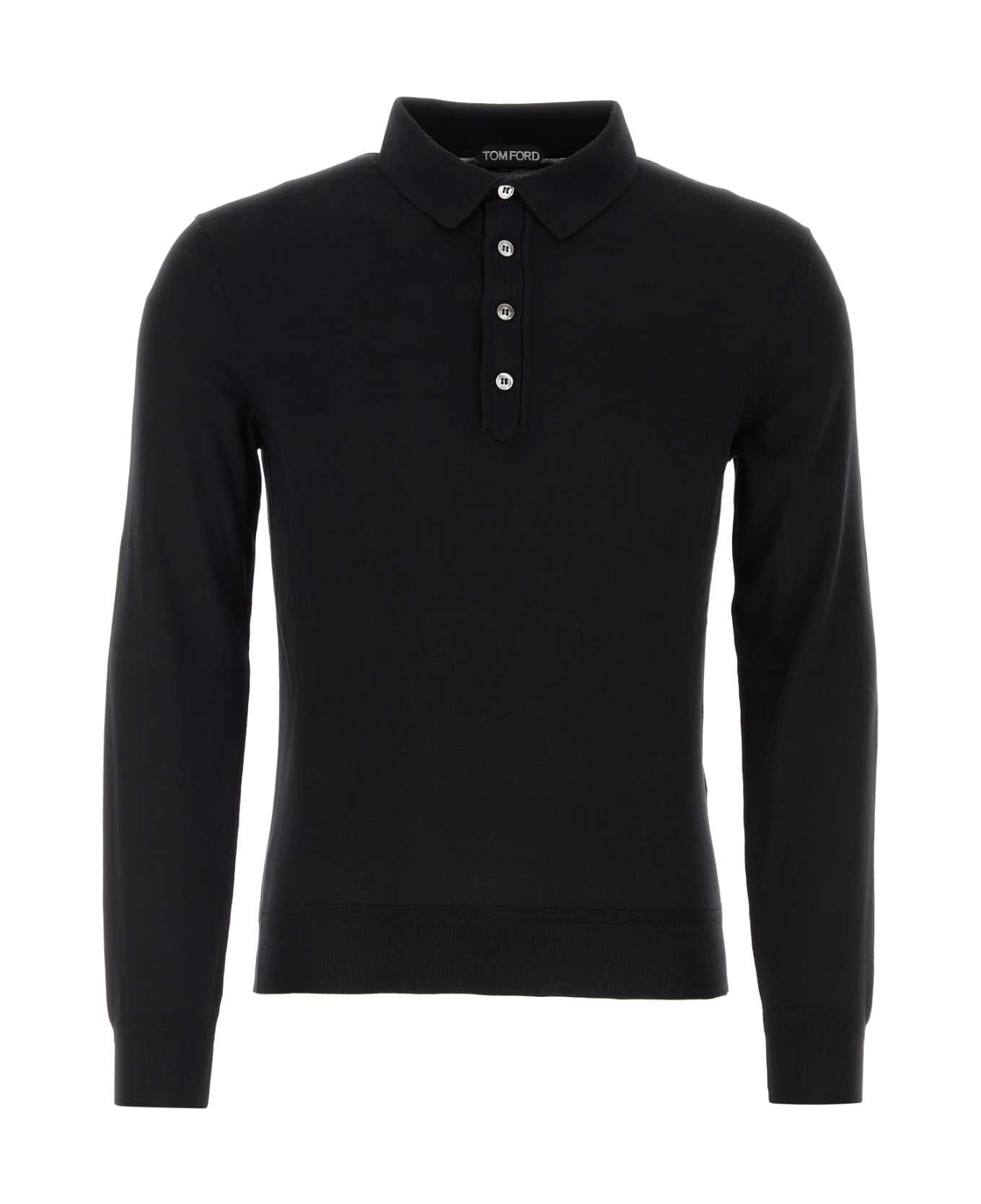Tom Ford Black Cotton Polo Shirt - BLACK ポロシャツ